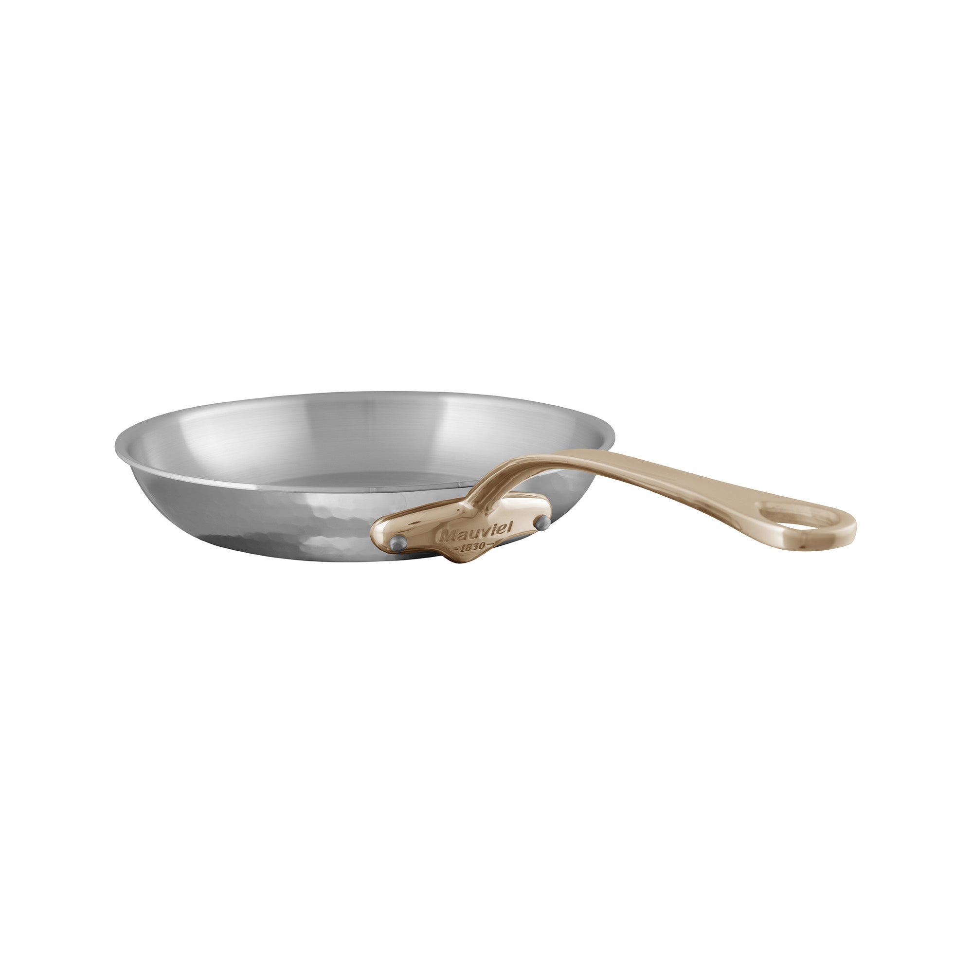 Mauviel M'ELITE B Hammered 5-Ply Frying Pan With Brass Handle, 7.9-In