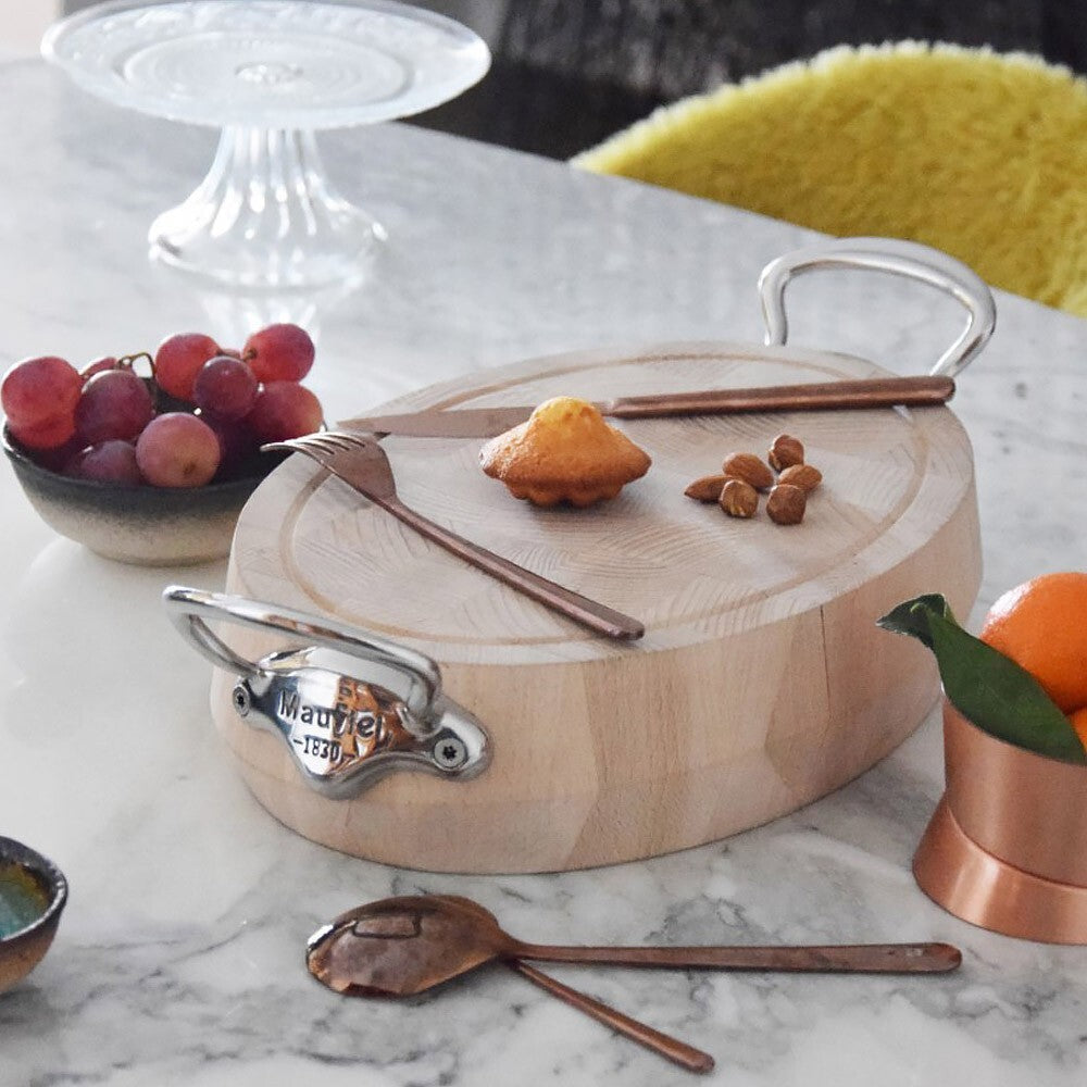 Mauviel Savoir Vivre Chopping Block With Cast Stainless Steel Handles, 10.2-In