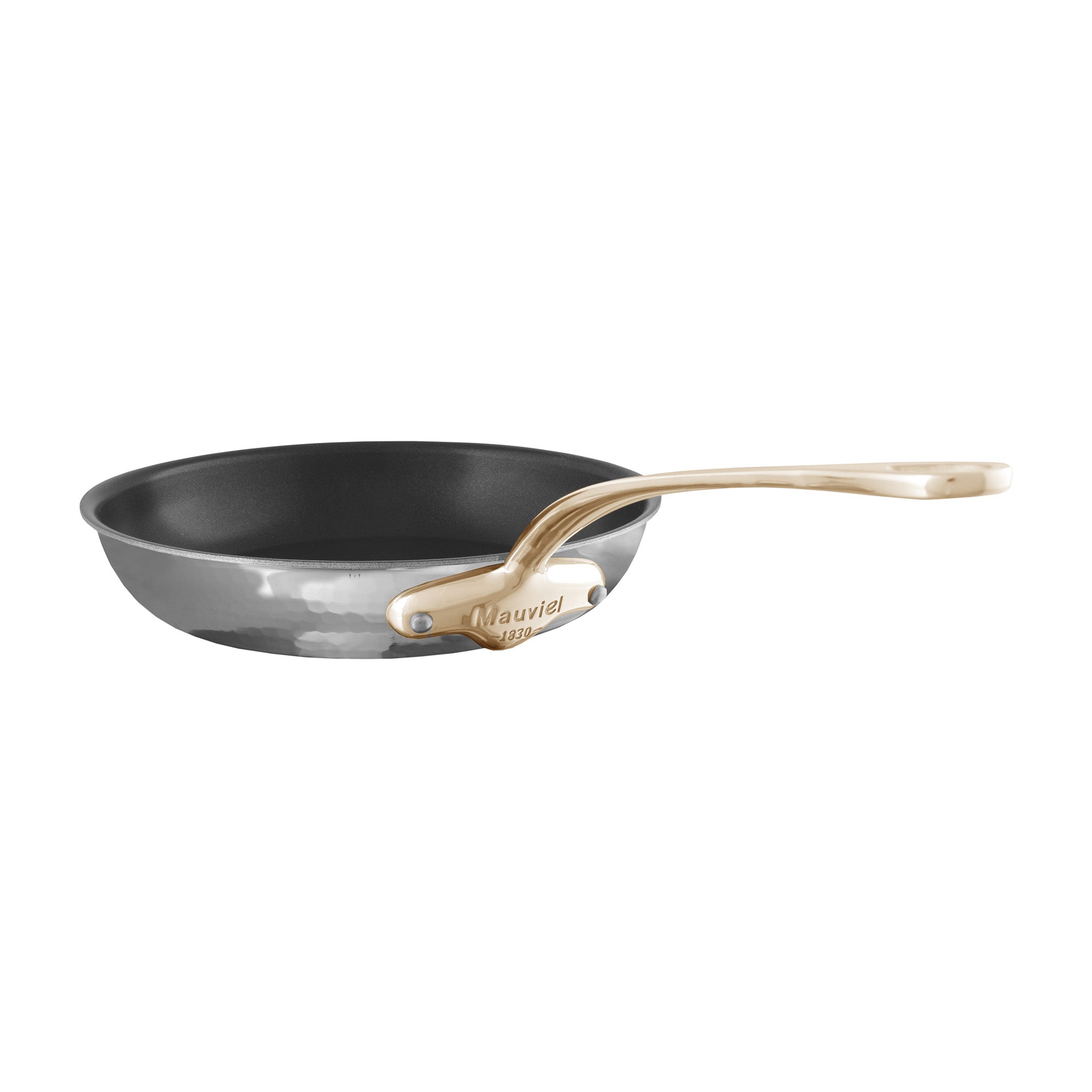 Mauviel M'ELITE B Hammered 5-Ply Nonstick Frying Pan With Brass Handle, 11.8-In