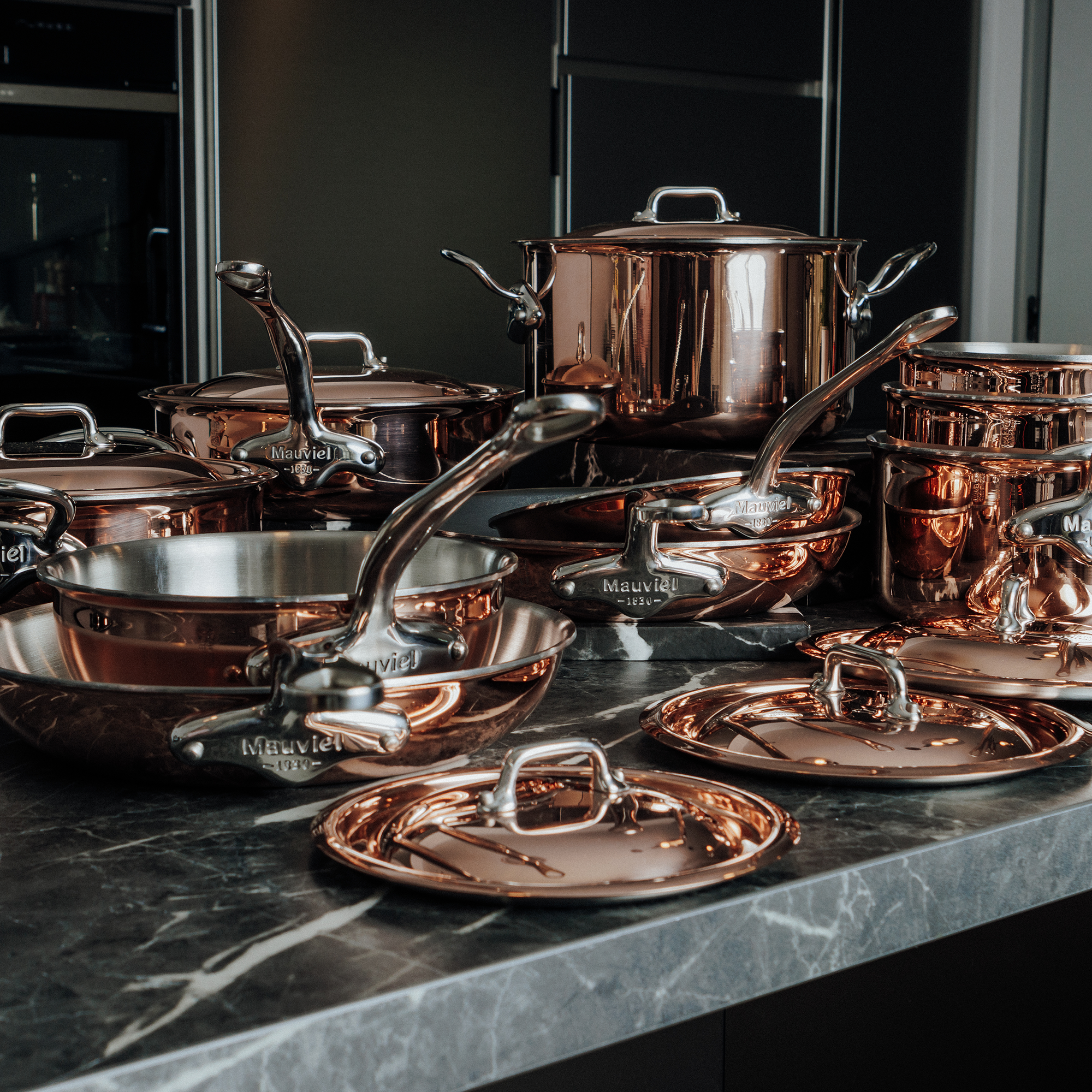 Mauviel M'Heritage M'6 S 5-Piece Induction Copper Cookware Set With Cast Stainless Steel Handles