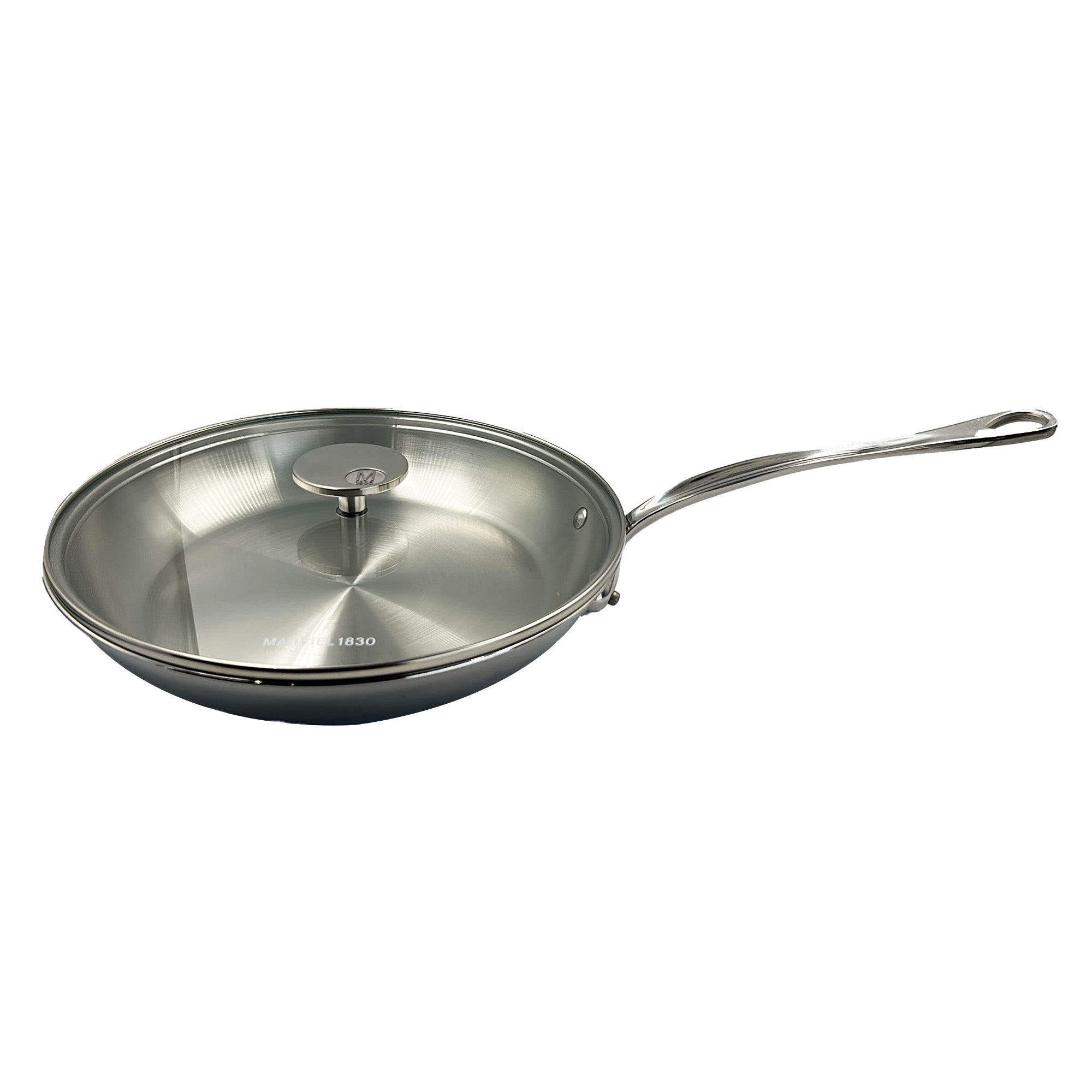 Mauviel M'URBAN 4 Tri-Ply Frying Pan With Glass Lid, Cast Stainless Steel Handle, 11-in