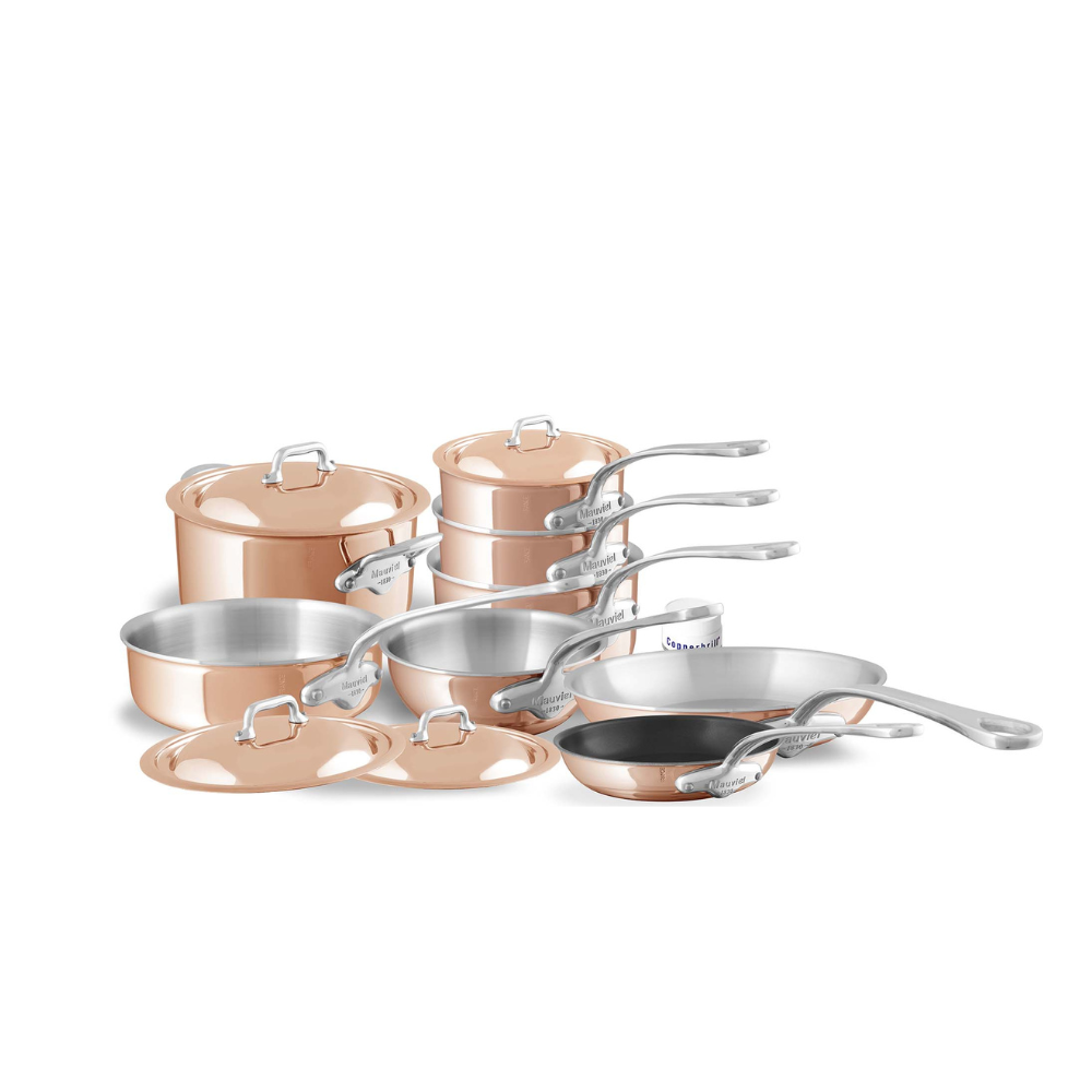 Mauviel M'Heritage M'6 S 12-Piece Induction Copper Cookware Set With Cast Stainless Steel Handles