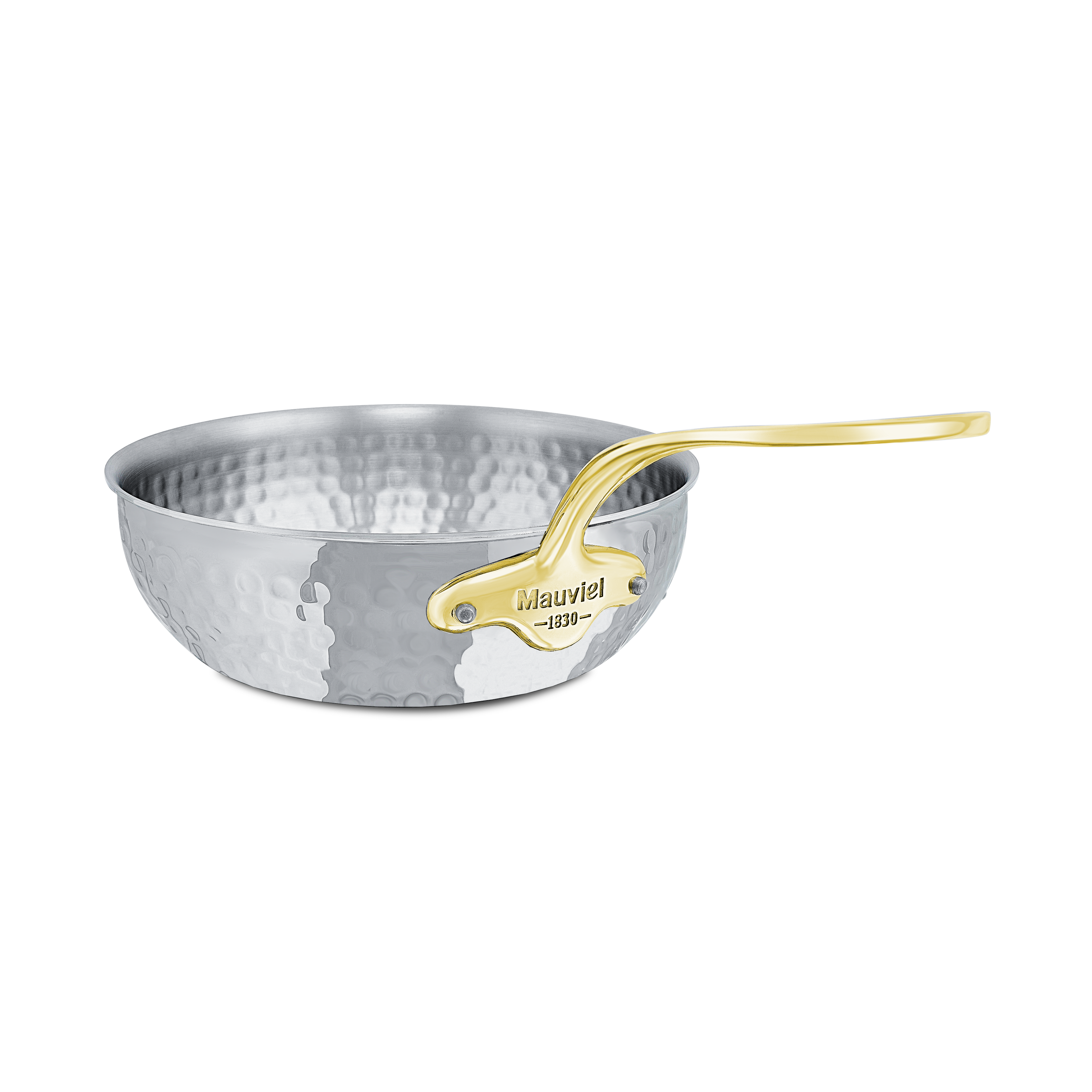 Mauviel M'ELITE B Hammered 5-Ply Chef Pan With Brass Handle, 3.4-Qt