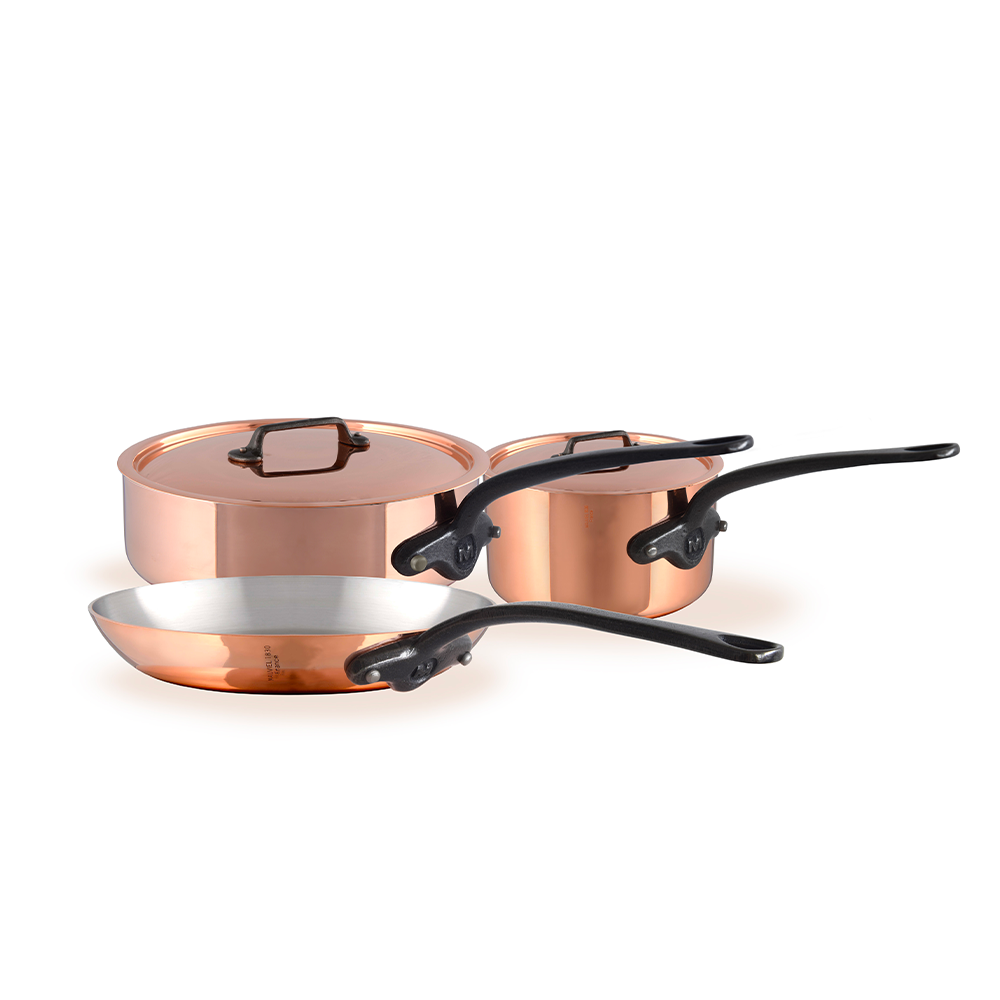 Mauviel M'Heritage M'200 Ci 5-Piece Copper Cookware Set With Cast Iron Handles