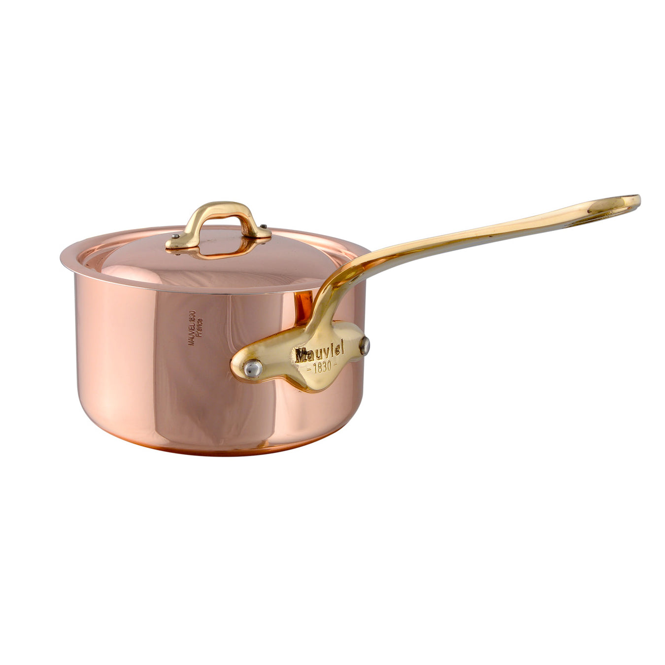 Mauviel M'Heritage M'150 B Copper Sauce Pan With Lid, Brass Handle, 0.9-Qt