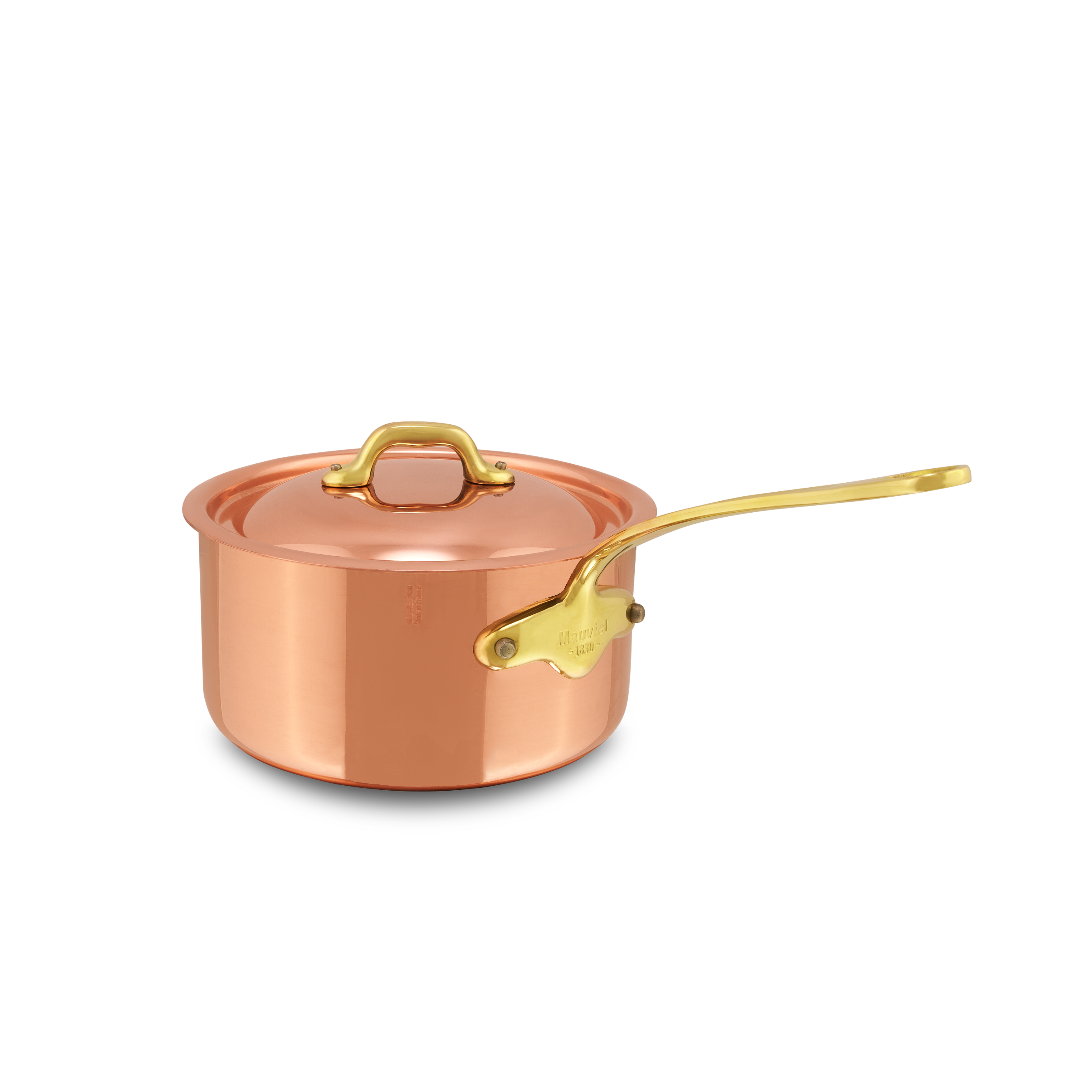 Mauviel M'Heritage M'150 B Copper Sauce Pan With Lid, Brass Handle, 0.9-Qt
