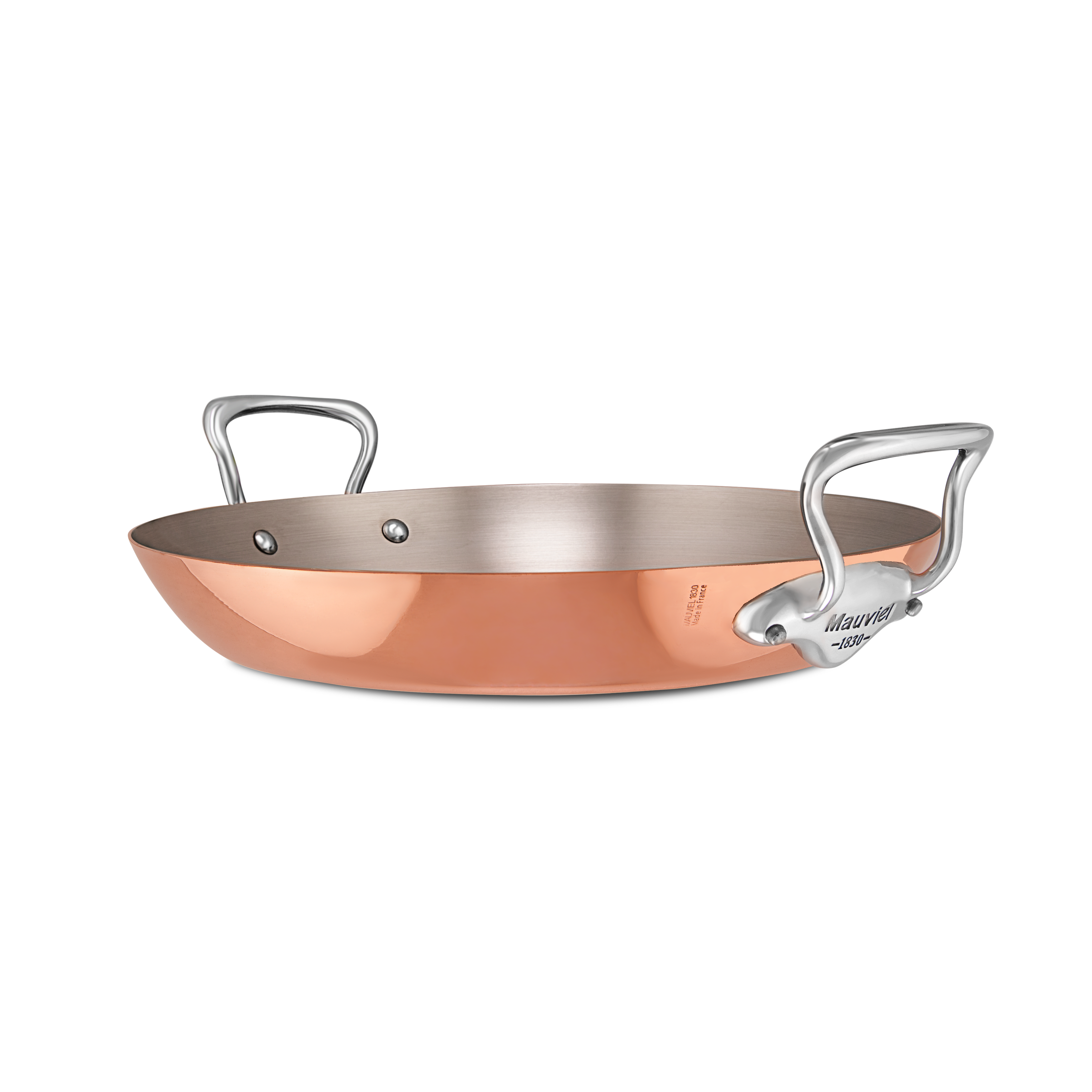 Mauviel M'Heritage M'150 S Copper Paella Pan With Cast Stainless Steel Handle, 13.8-In