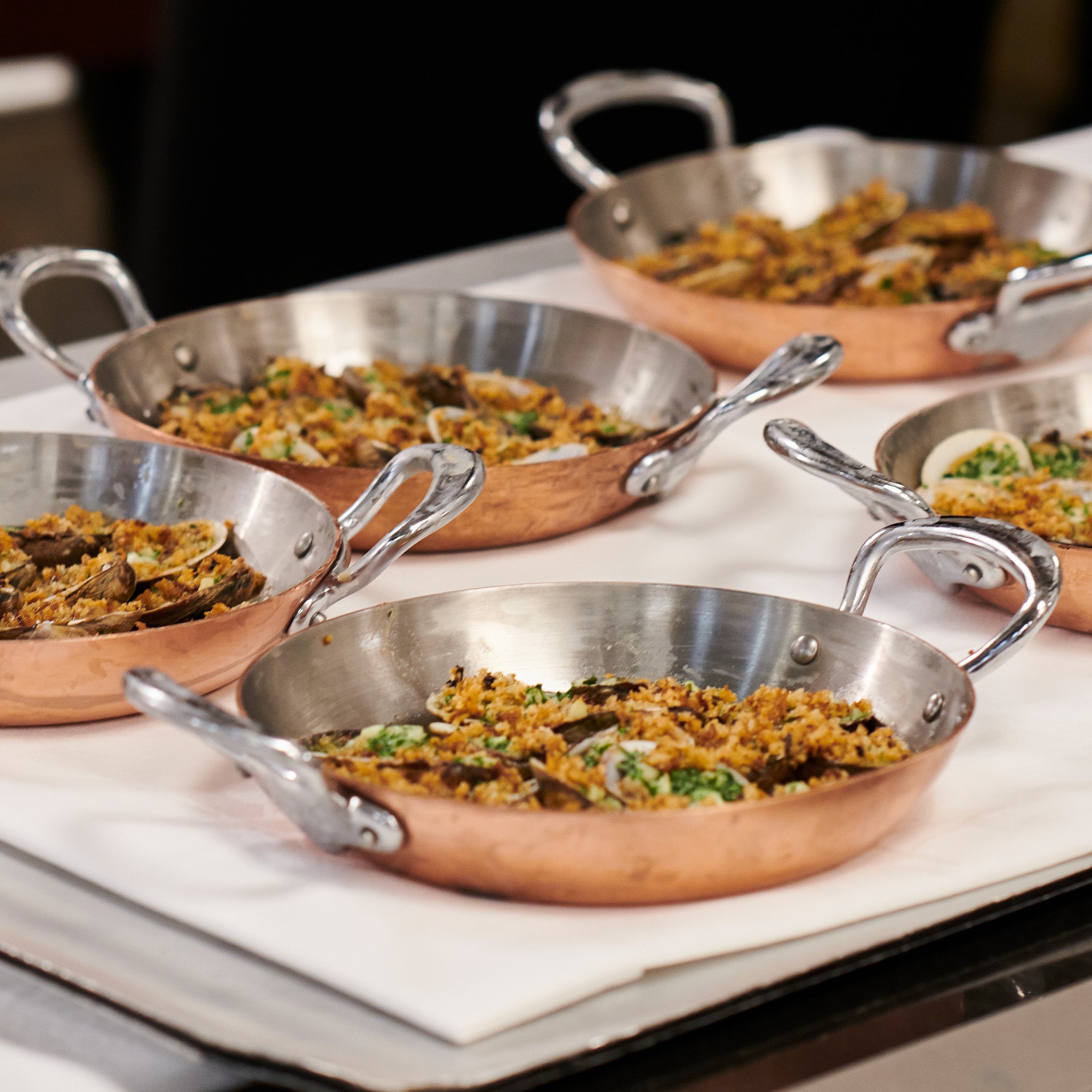 Mauviel M'Heritage M'150 S Copper Paella Pan With Cast Stainless Steel Handle, 13.8-In