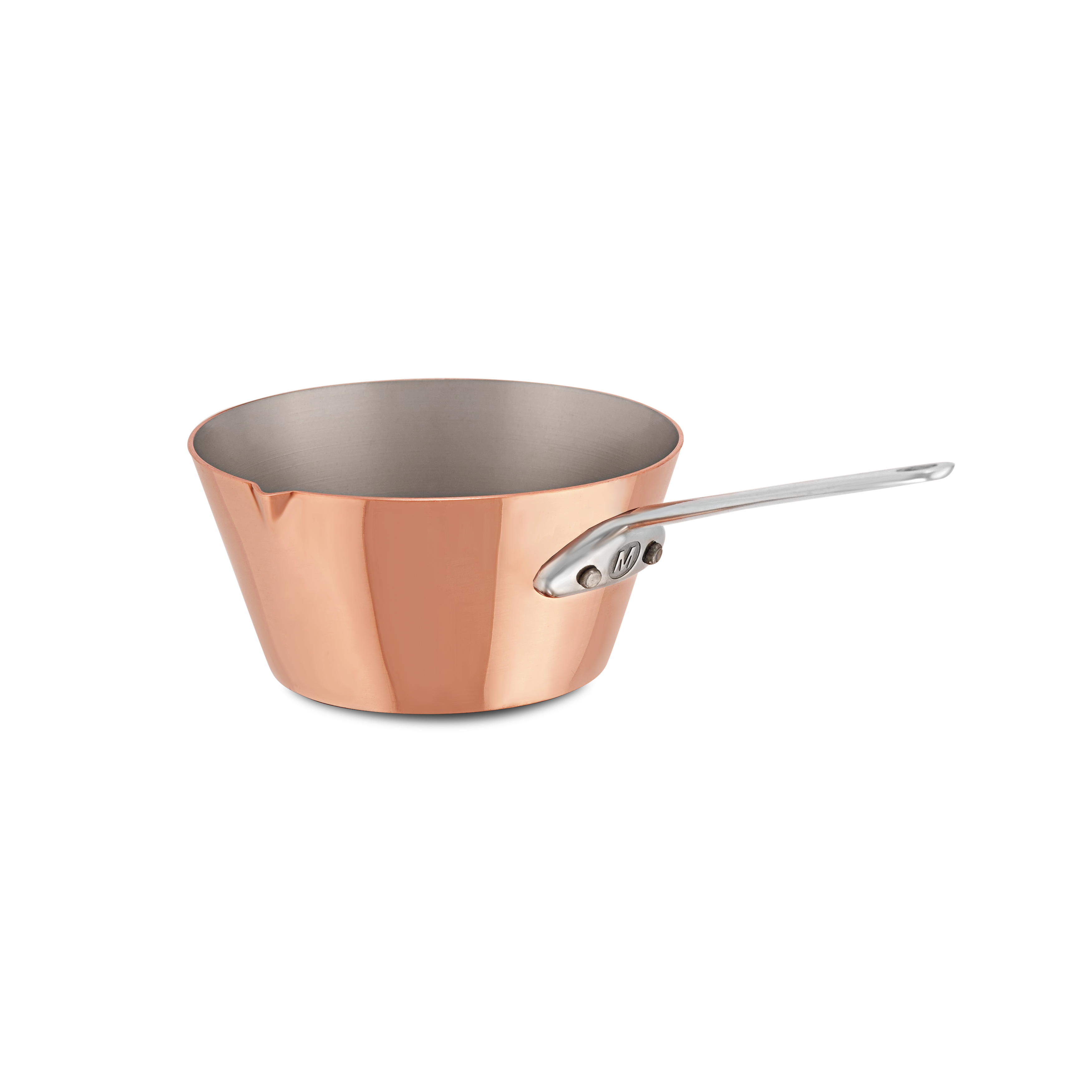 Mauviel M'MINIS Splayed Saute Pan With Cast Stainless Steel Handle & Pouring Edge, 3.5-in