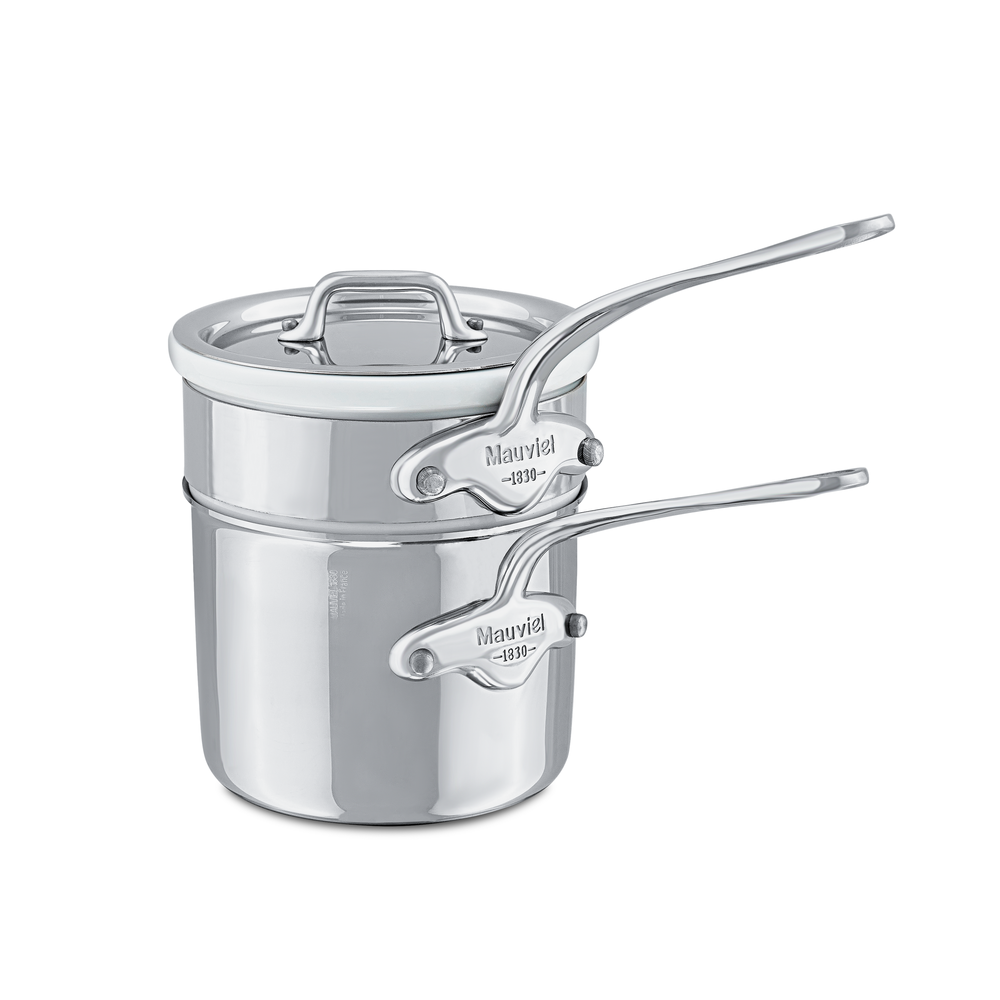 Mauviel Stainless Steel Bain Marie/Double Boiler With Lid, Cast Stainless Steel Handle, 0.9-Qt