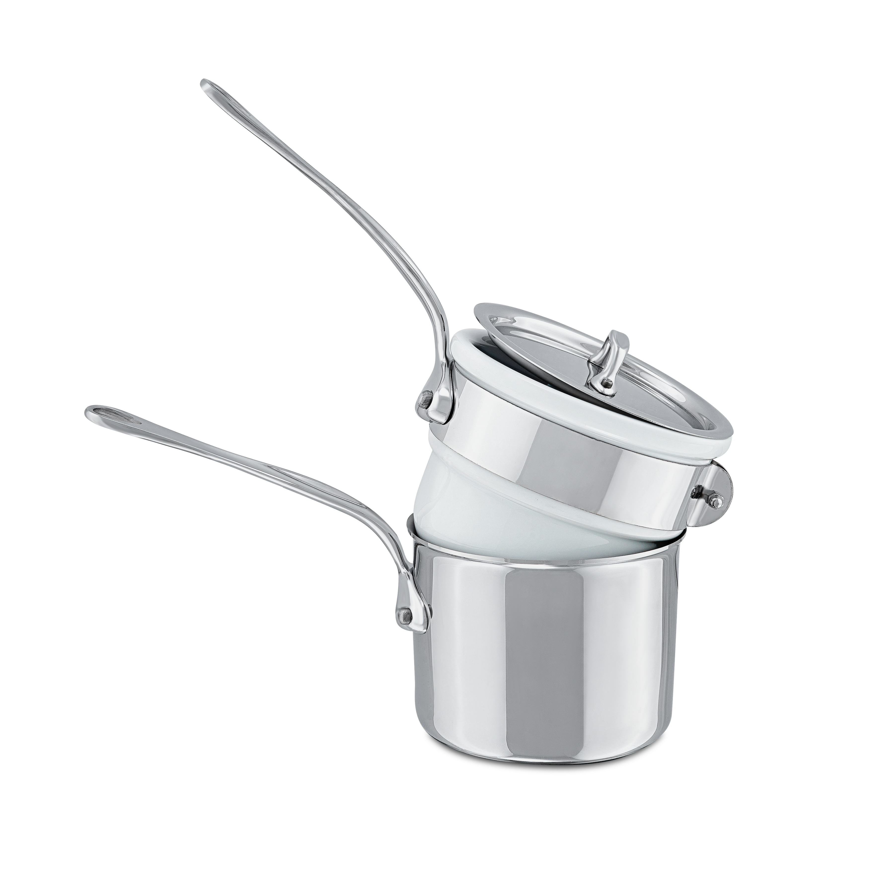 Mauviel Stainless Steel Bain Marie/Double Boiler With Lid, Cast Stainless Steel Handle, 0.9-Qt