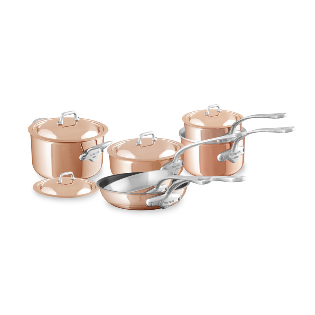 Mauviel M'Heritage M'6 S 10-Piece Induction Copper Cookware Set With Cast Stainless Steel Handles