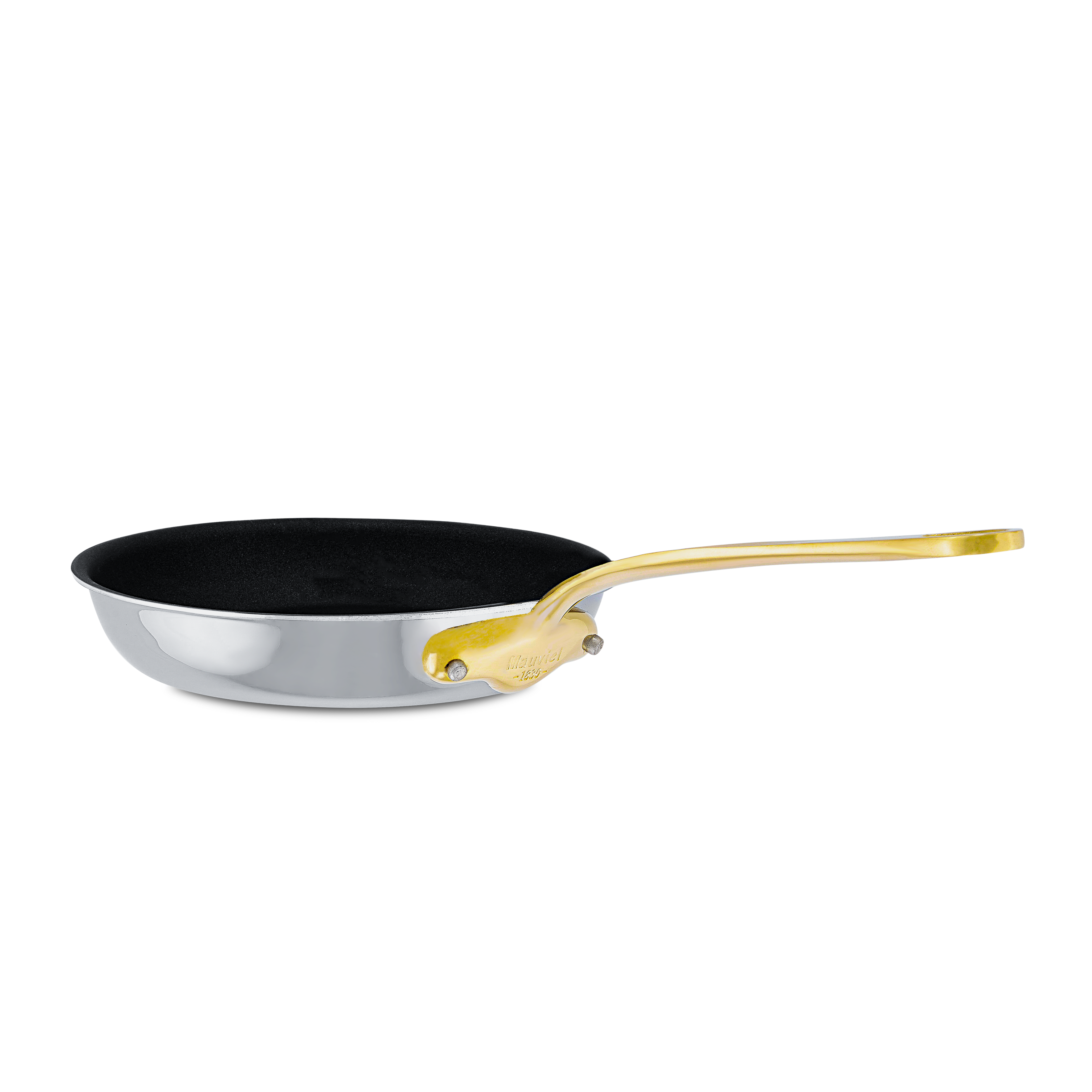 Mauviel M'COOK B 5-Ply Nonstick Round Frying Pan With Brass Handle, 11-In