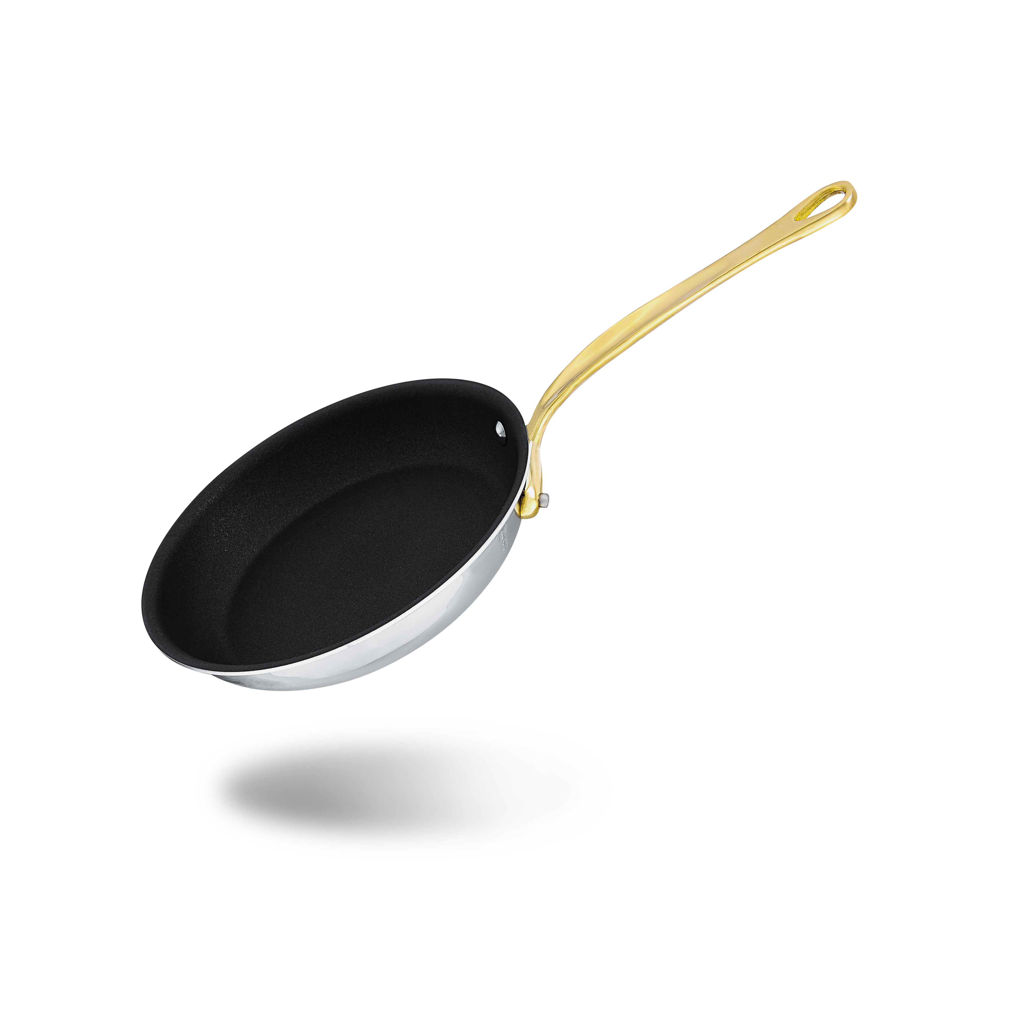 Mauviel M'COOK B 5-Ply Nonstick Round Frying Pan With Brass Handle, 11-In