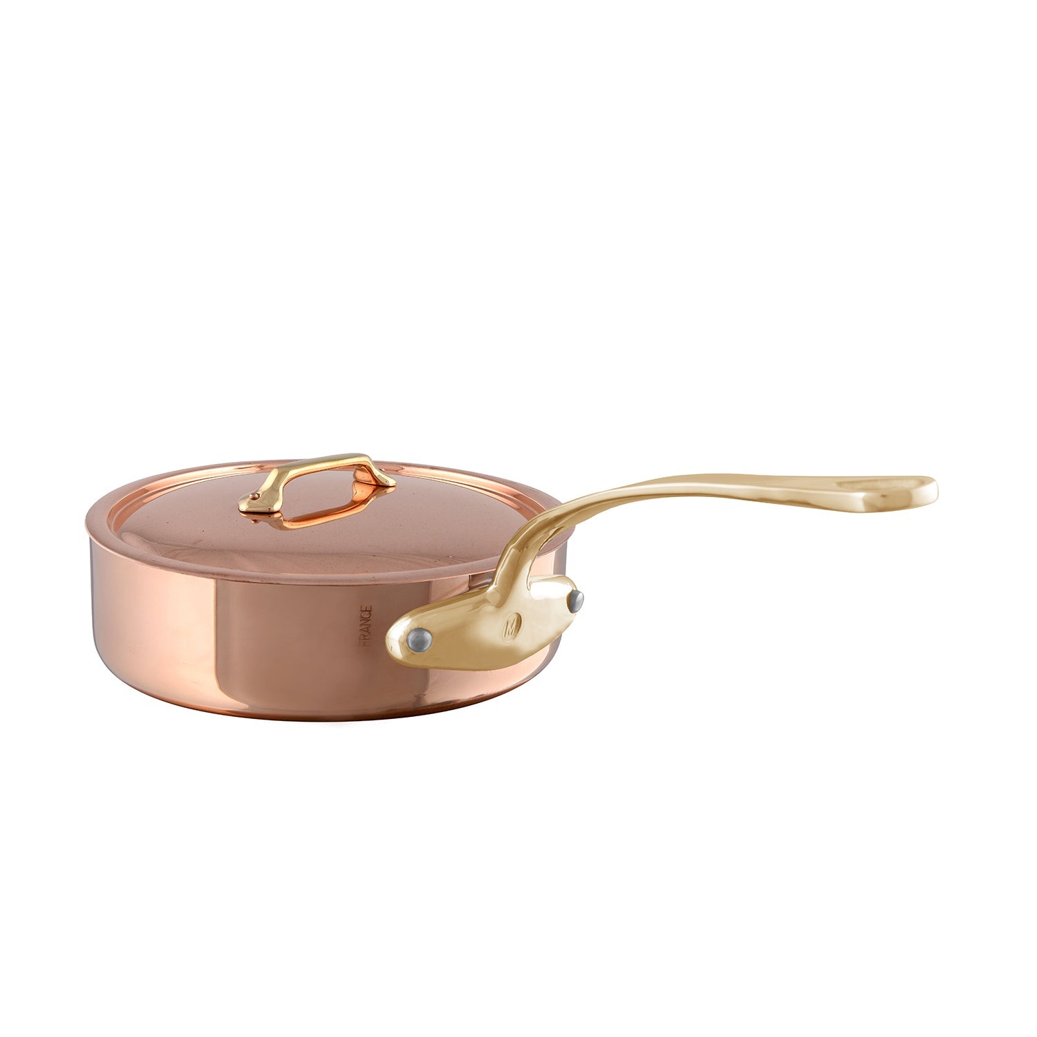 Mauviel M'Heritage M'200 B Polished Copper & Stainless Steel Saute Pan With Lid 3.2-qt and Frying Pan 10.24-in Bundle
