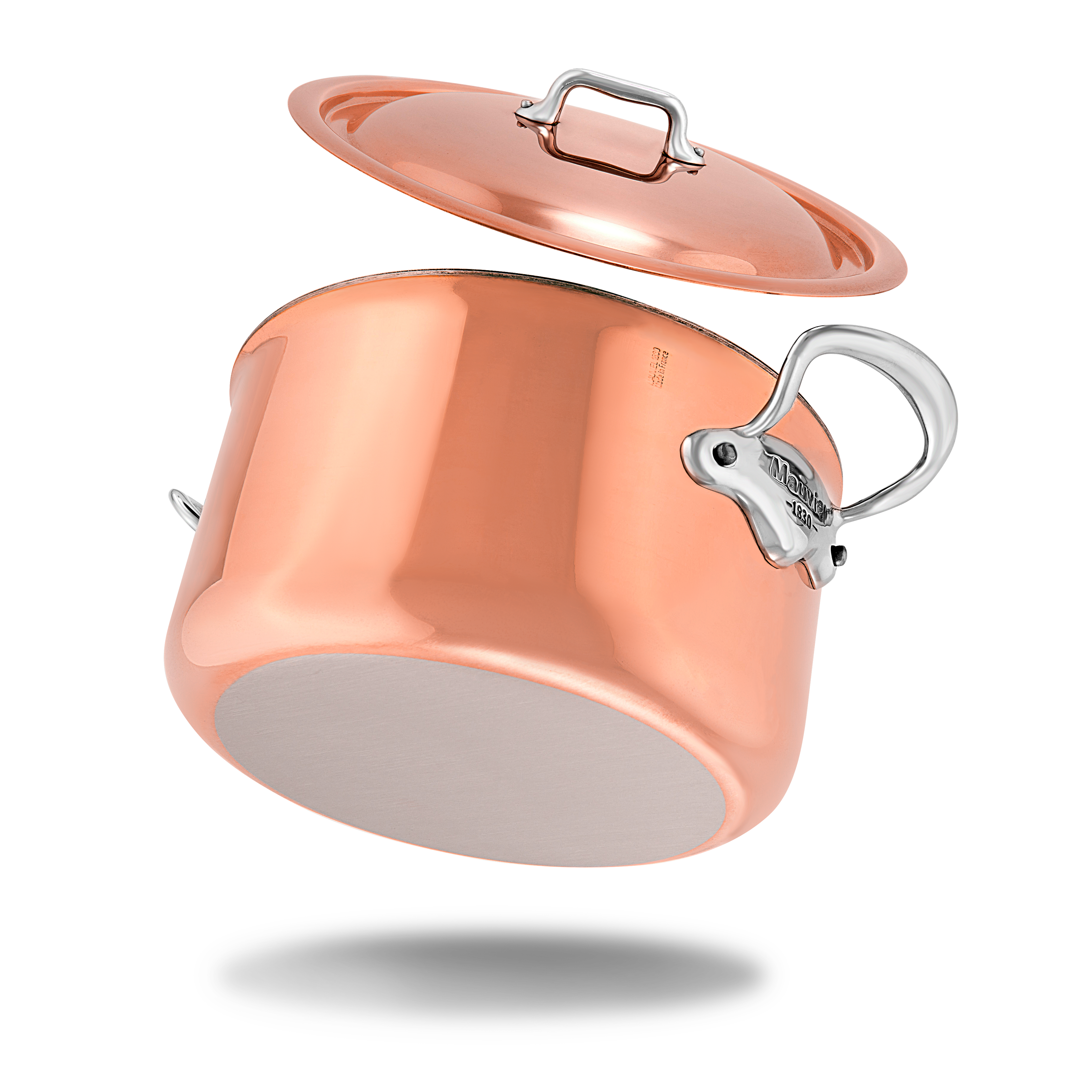 Mauviel M'Heritage M'6 S Induction Copper Stewpan With Lid, Cast Stainless Steel Handles, 3.6-Qt