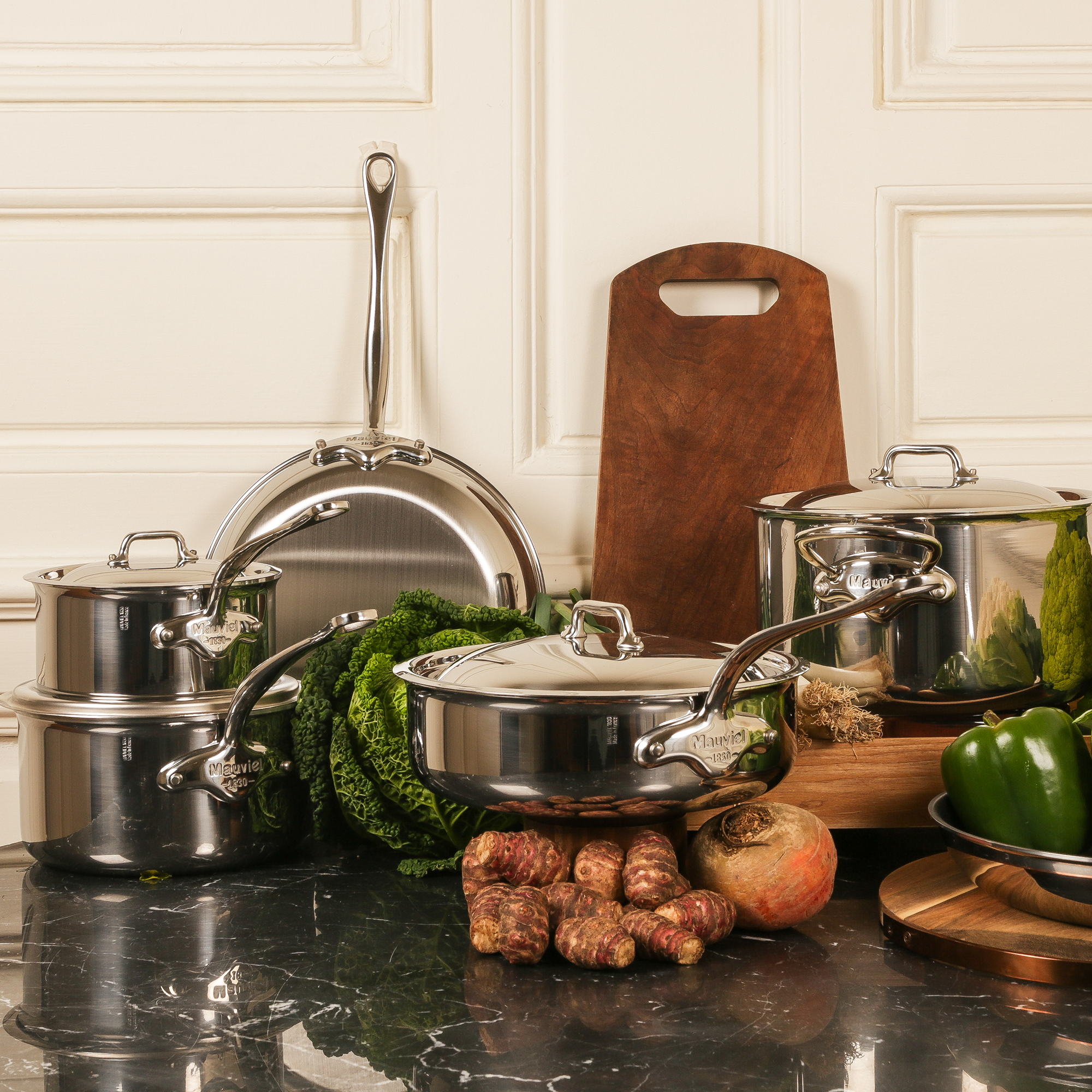 Mauviel Stainless Steel Bain Marie/Double Boiler With Cast Stainless Steel Handle, 0.9-Qt