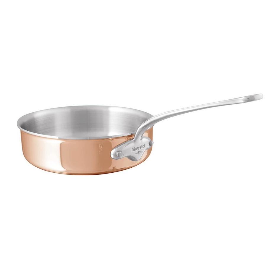 Mauviel M'Heritage M'6 S Induction Copper Saute Pan With Cast Stainless Steel Handle, 3.1-Qt