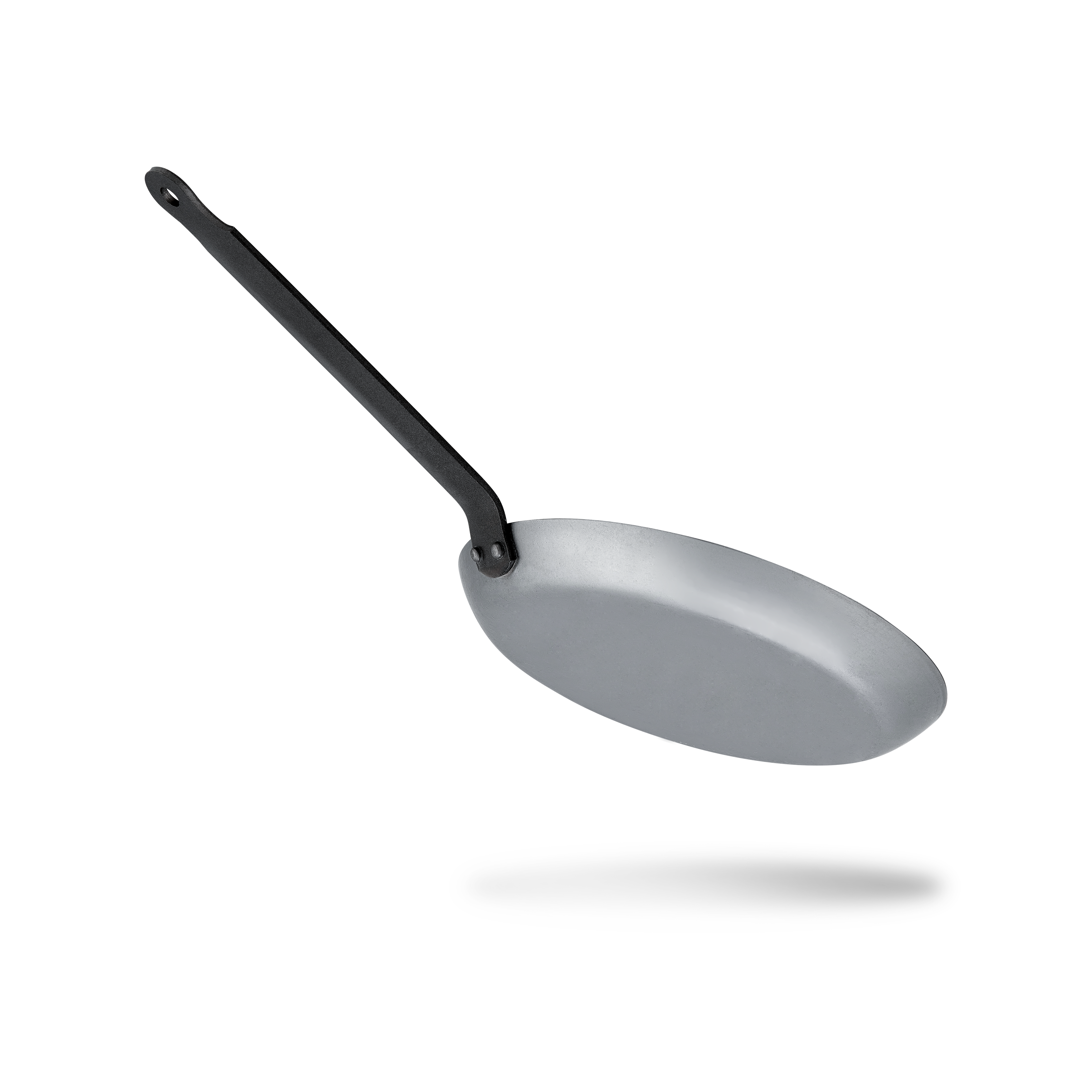 Mauviel M'STEEL Black Carbon Steel Crepe Pan With Iron Handle, 9.4-In