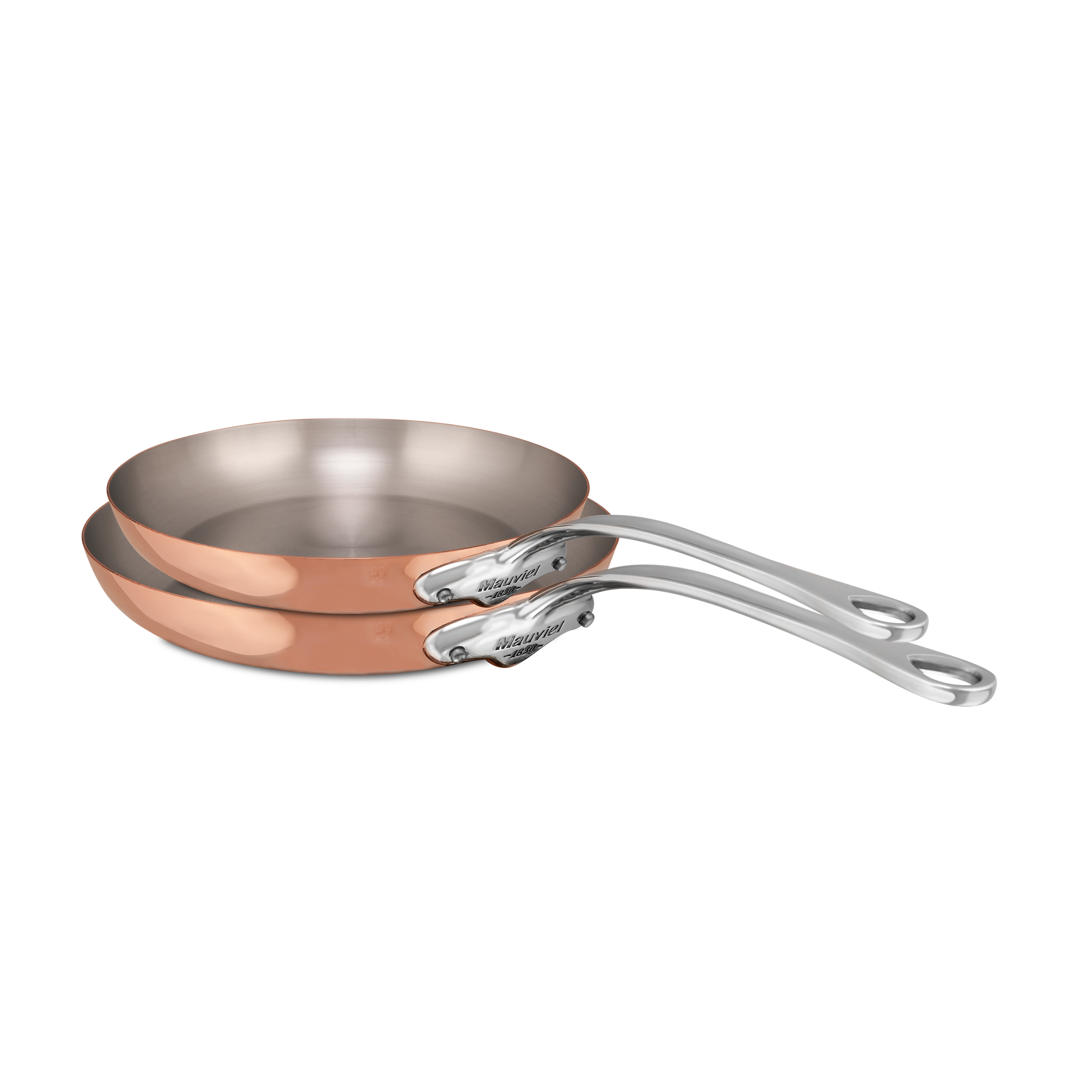 Mauviel M'Heritage M'150 S 2-Piece Copper Frying Pan Set With Cast Stainless Steel Handles
