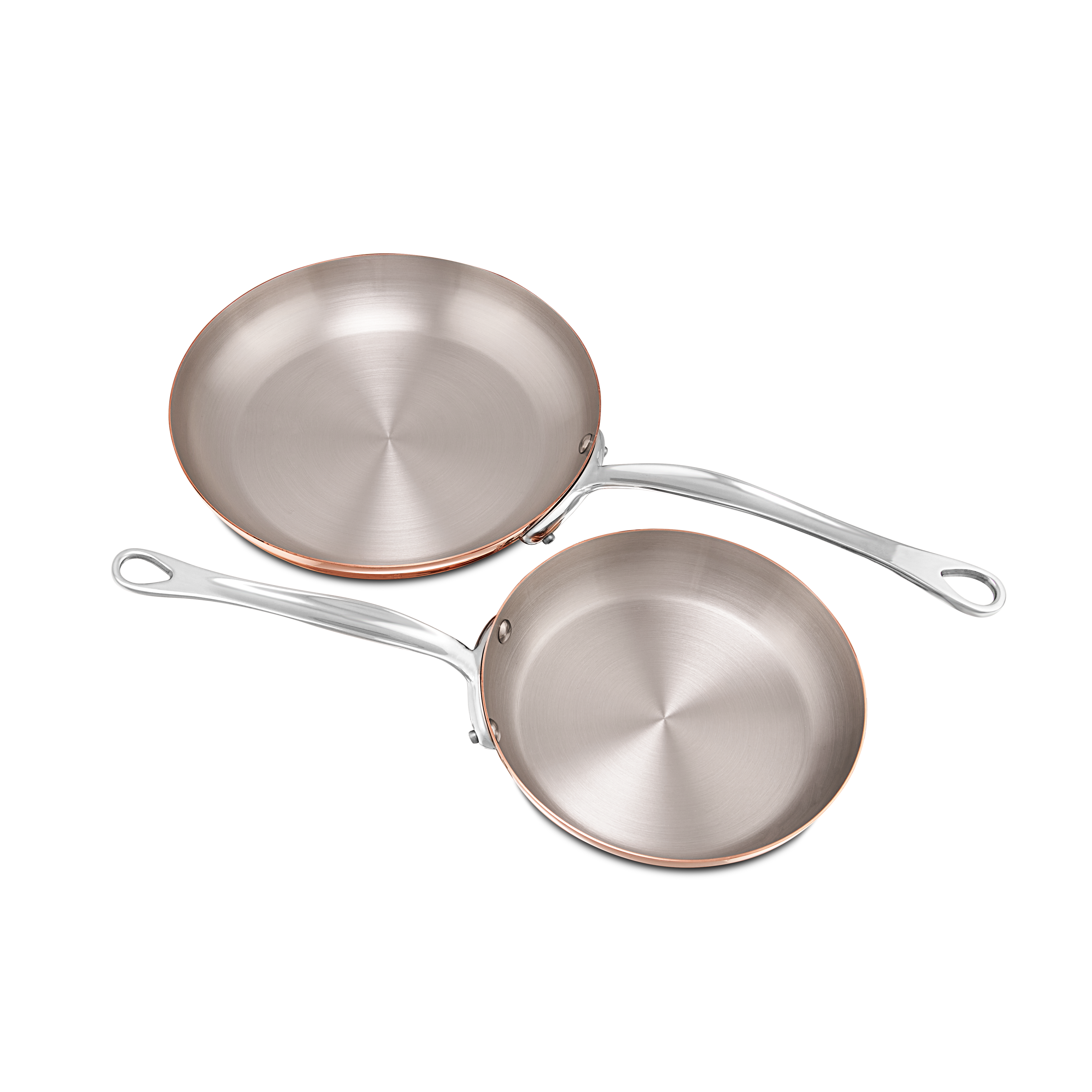 Mauviel M'Heritage M'150 S 2-Piece Copper Frying Pan Set With Cast Stainless Steel Handles
