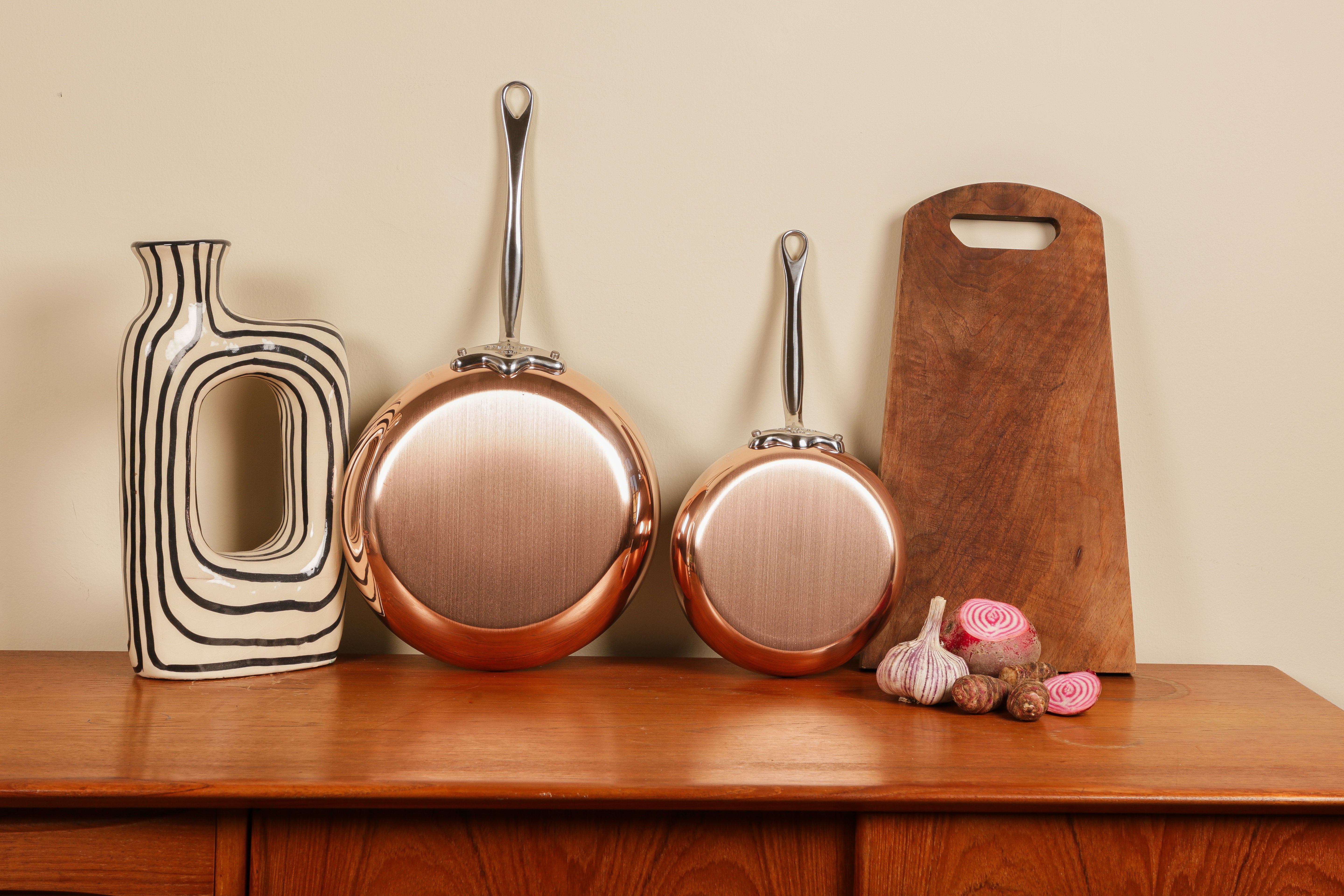 Mauviel M'Heritage M'150 S 2-Piece Copper Frying Pan Set With Cast Stainless Steel Handles