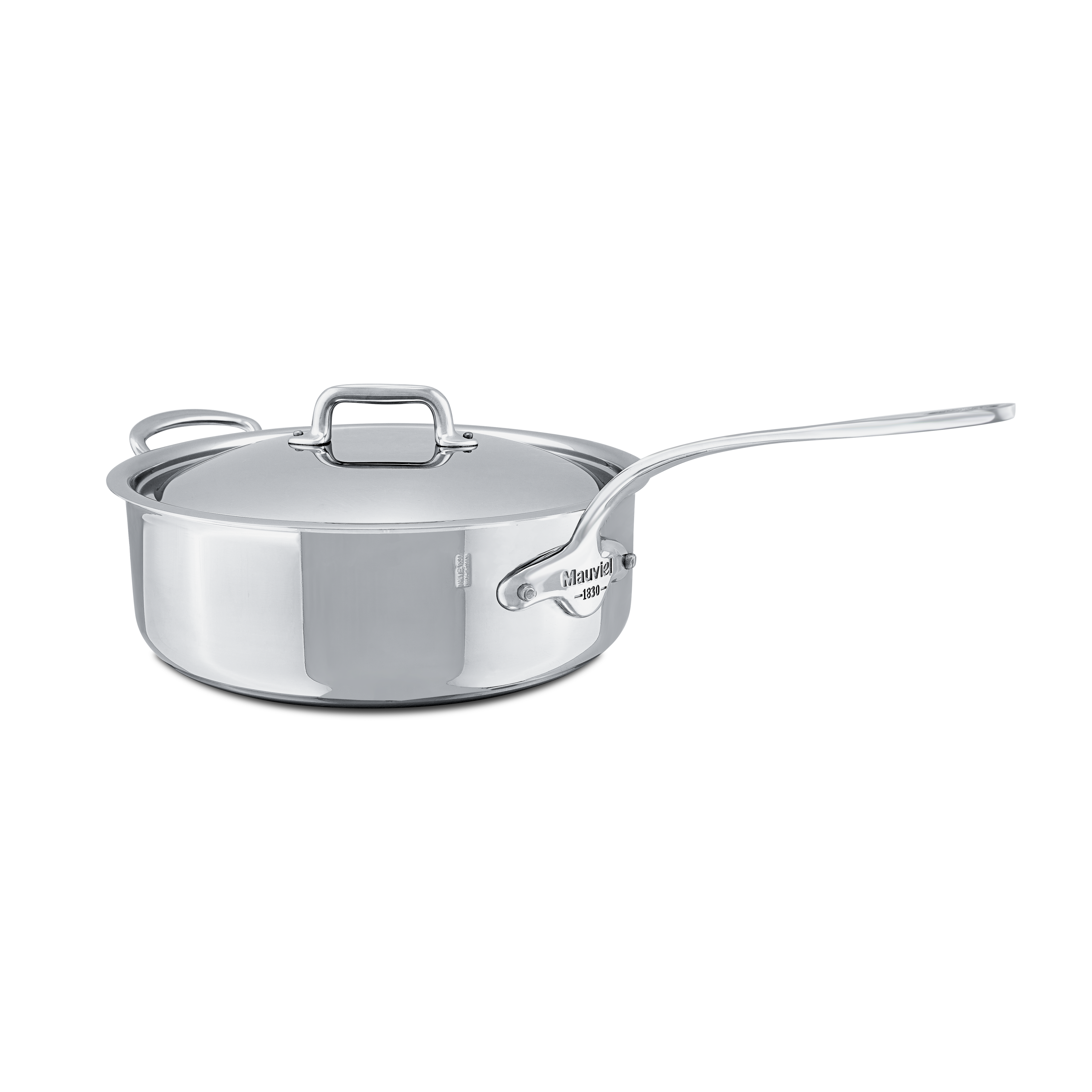 Mauviel M'COOK 5-Ply Saute Pan With Lid With Helper Handle, Cast Stainless Steel Handle, 6.2-Qt