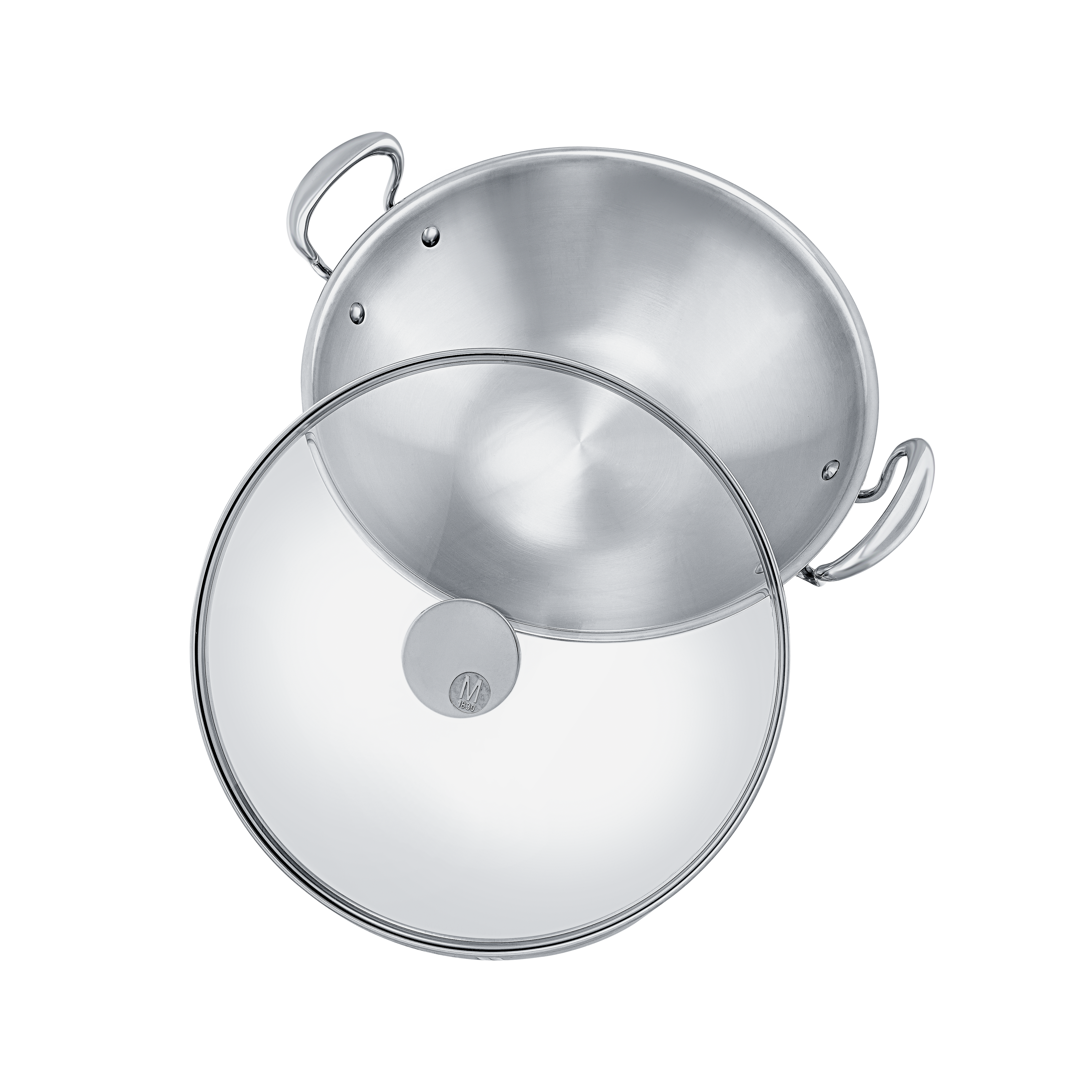 Mauviel M'COOK 5-Ply Wok With Two Cast Stainless Steel Handles, 12.6-In