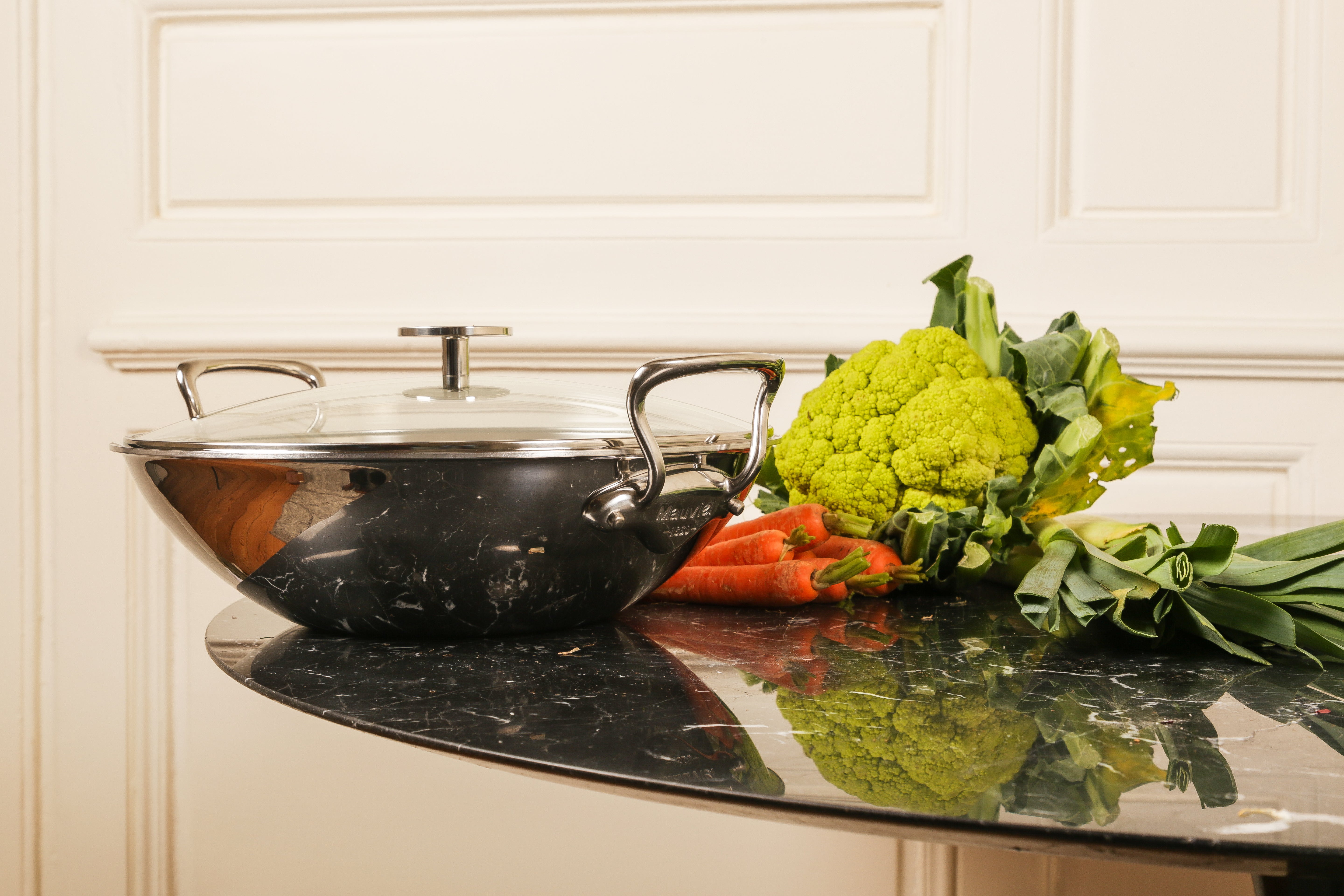 Mauviel M'COOK 5-Ply Wok With Two Cast Stainless Steel Handles, 12.6-In