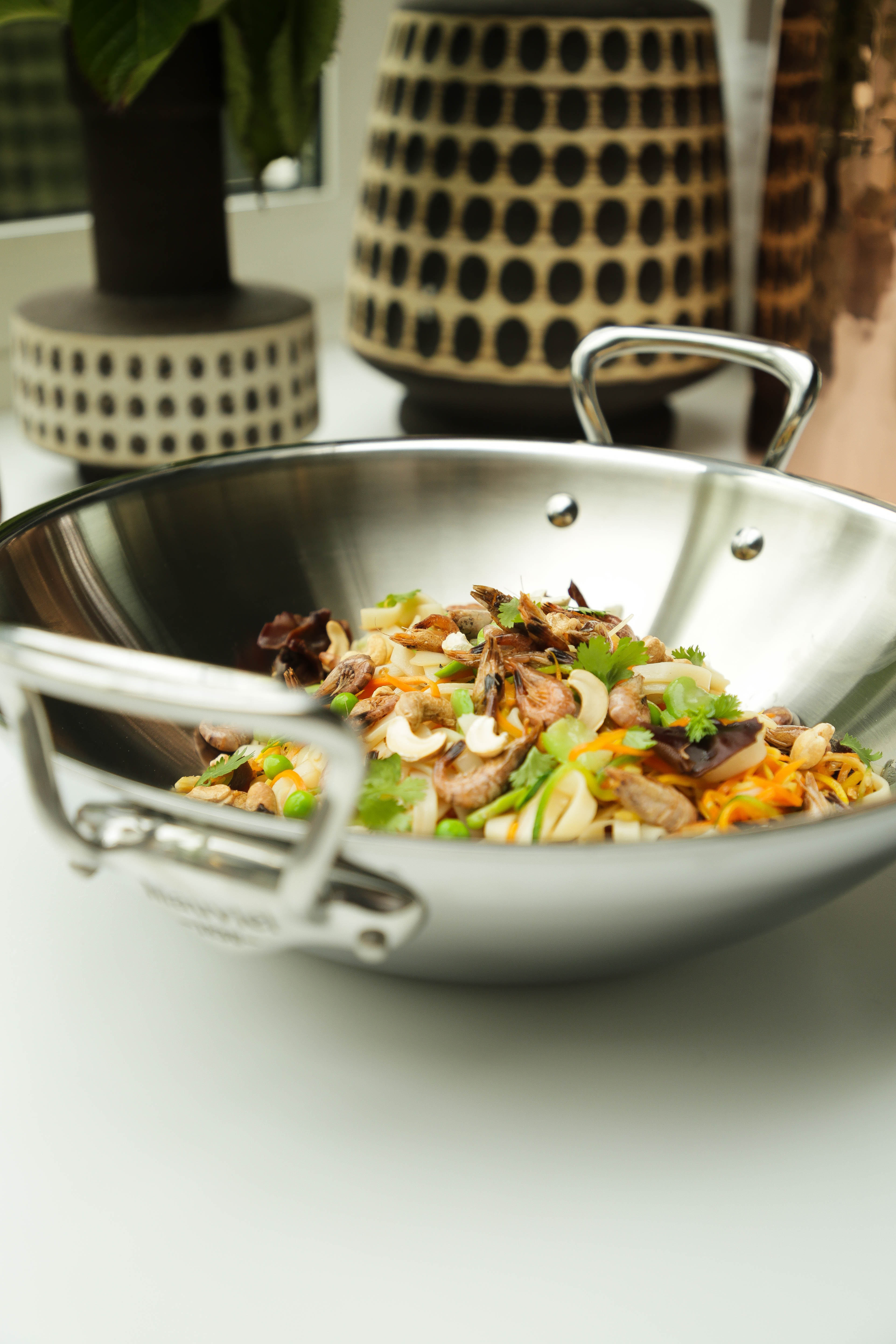 Mauviel M'COOK 5-Ply Wok With Two Cast Stainless Steel Handles, 12.6-In