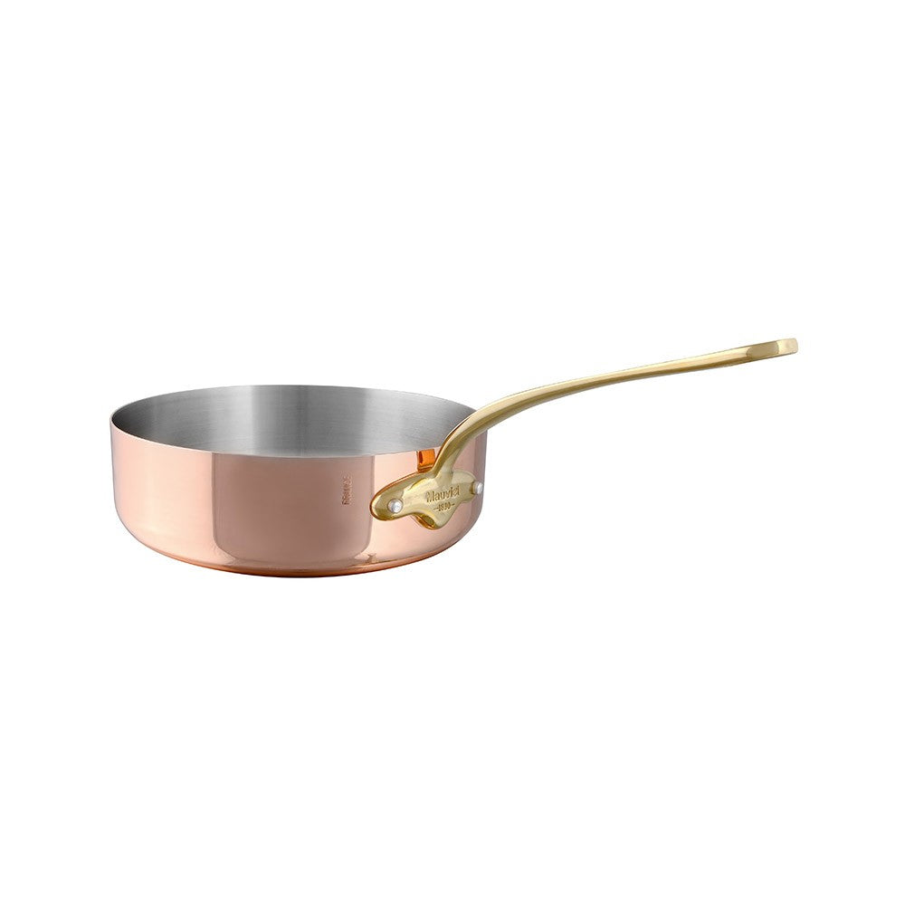 Mauviel M'Heritage M'150 B Copper Saute Pan With Brass Handle, 1-Qt