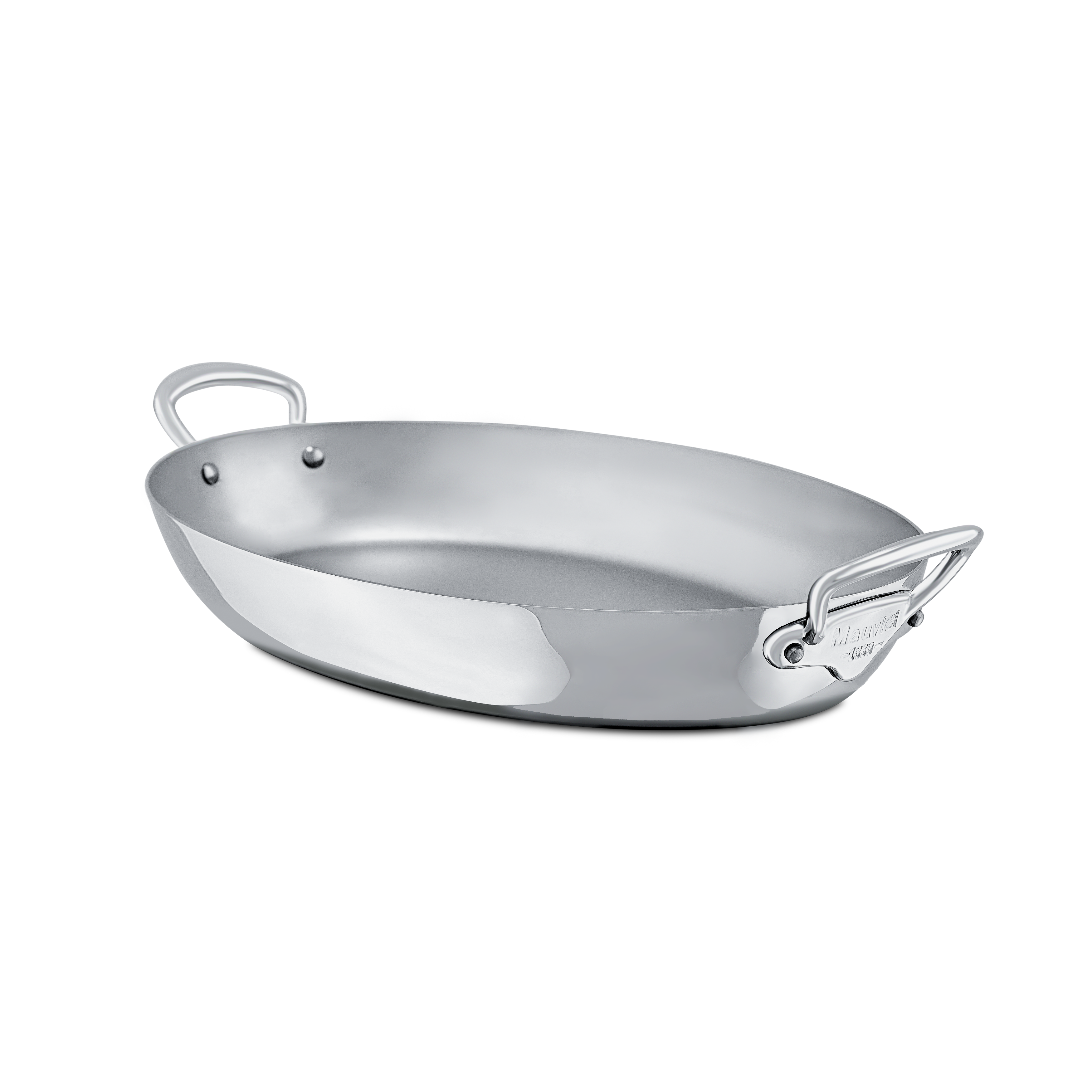 Mauviel M'COOK 5-Ply Oval Pan With Cast Stainless Steel Handles, 13.8-In