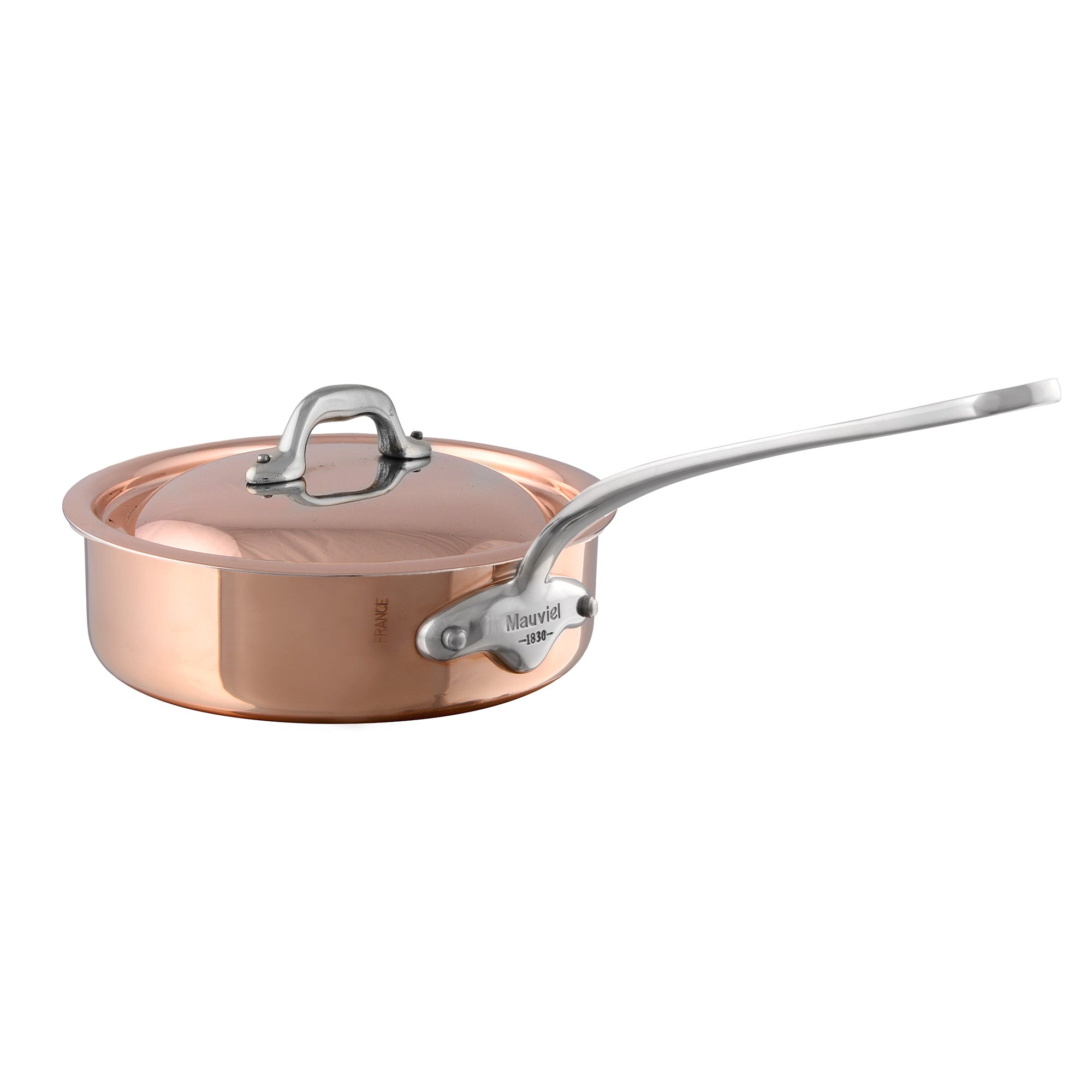 Mauviel M'Heritage M'150 S Copper Saute Pan With Curved Lid And Cast Stainless Steel Handle, 6-Qt