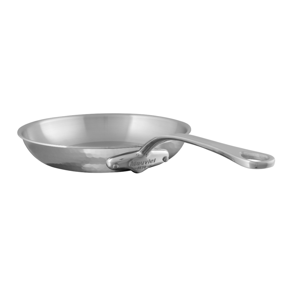 Mauviel M'ELITE Hammered 5-Ply Frying Pan With Cast Stainless Steel Handles, 10.2-In