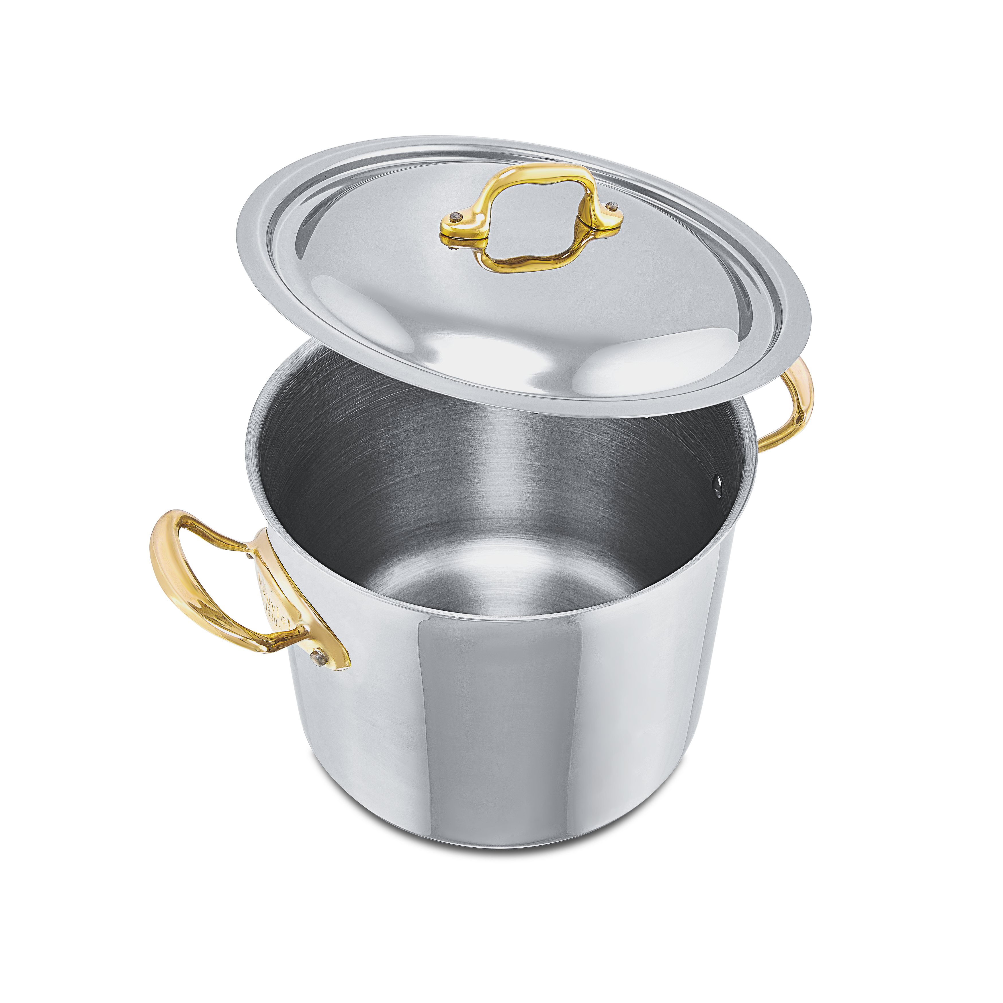 Mauviel M'COOK B 5-Ply Stockpot With Lid, Brass Handles, 9.7-Qt