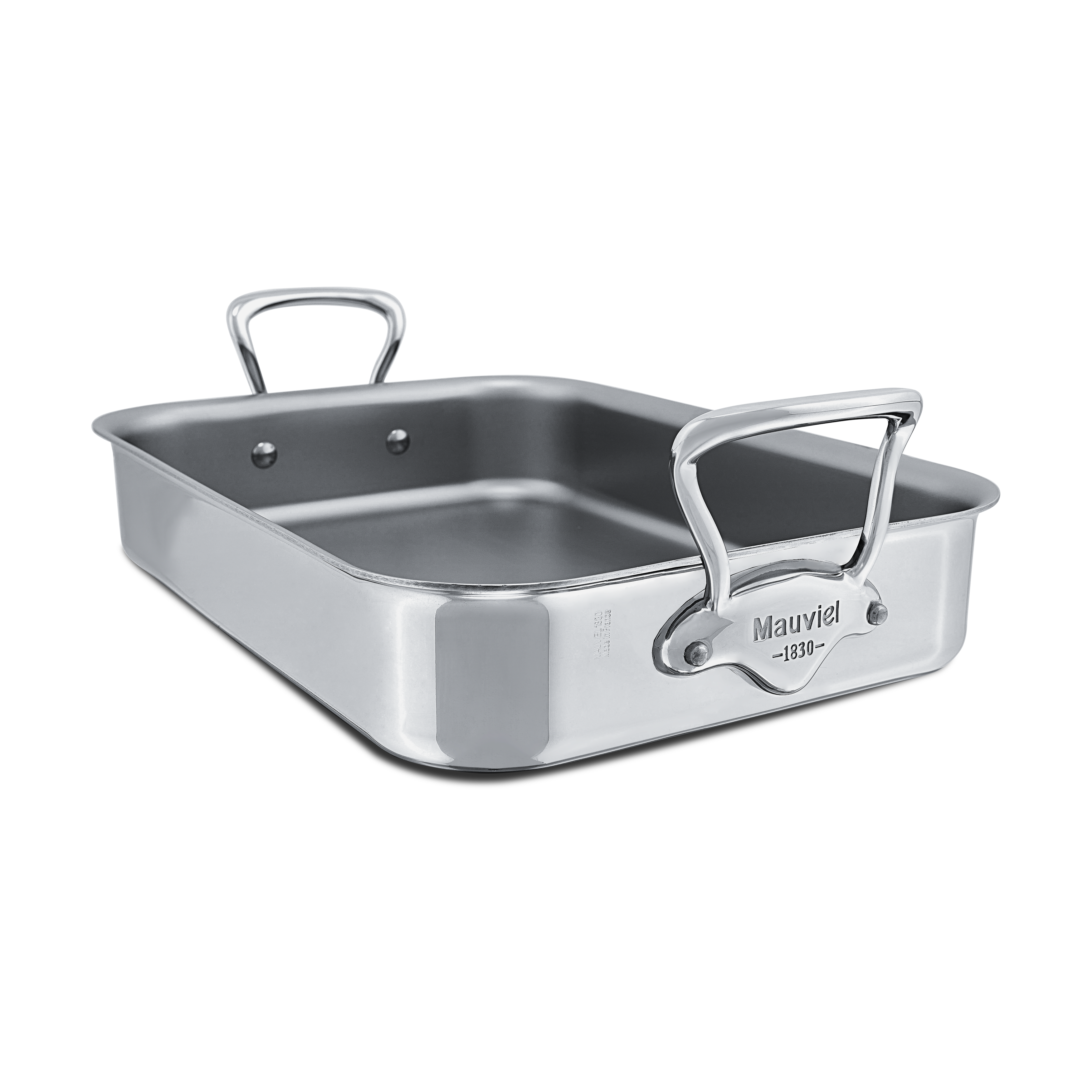Mauviel Stainless Steel Roasting Pan With Cast Stainless Steel Handle, 13.7 x 9.8-In