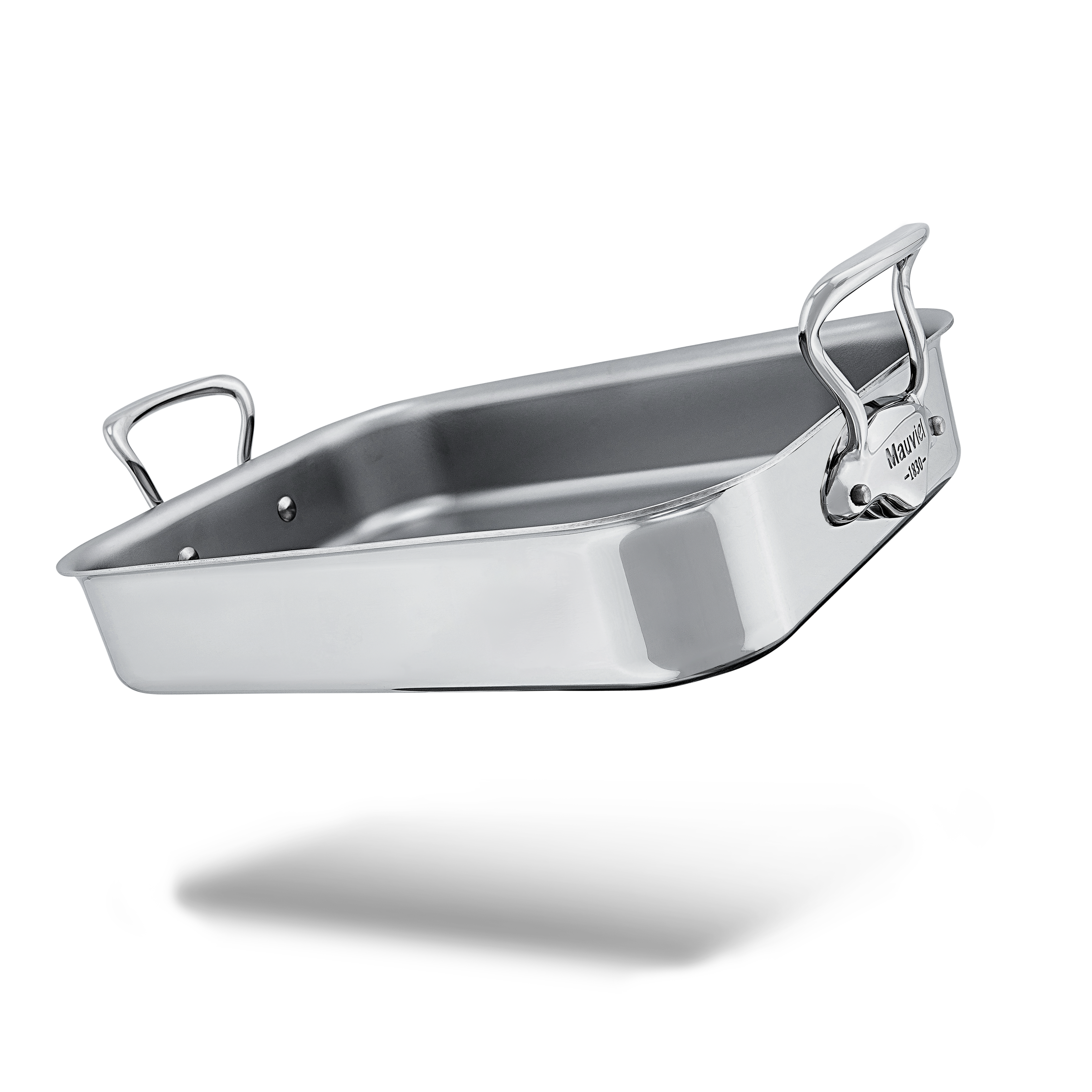 Mauviel Stainless Steel Roasting Pan With Cast Stainless Steel Handle, 13.7 x 9.8-In
