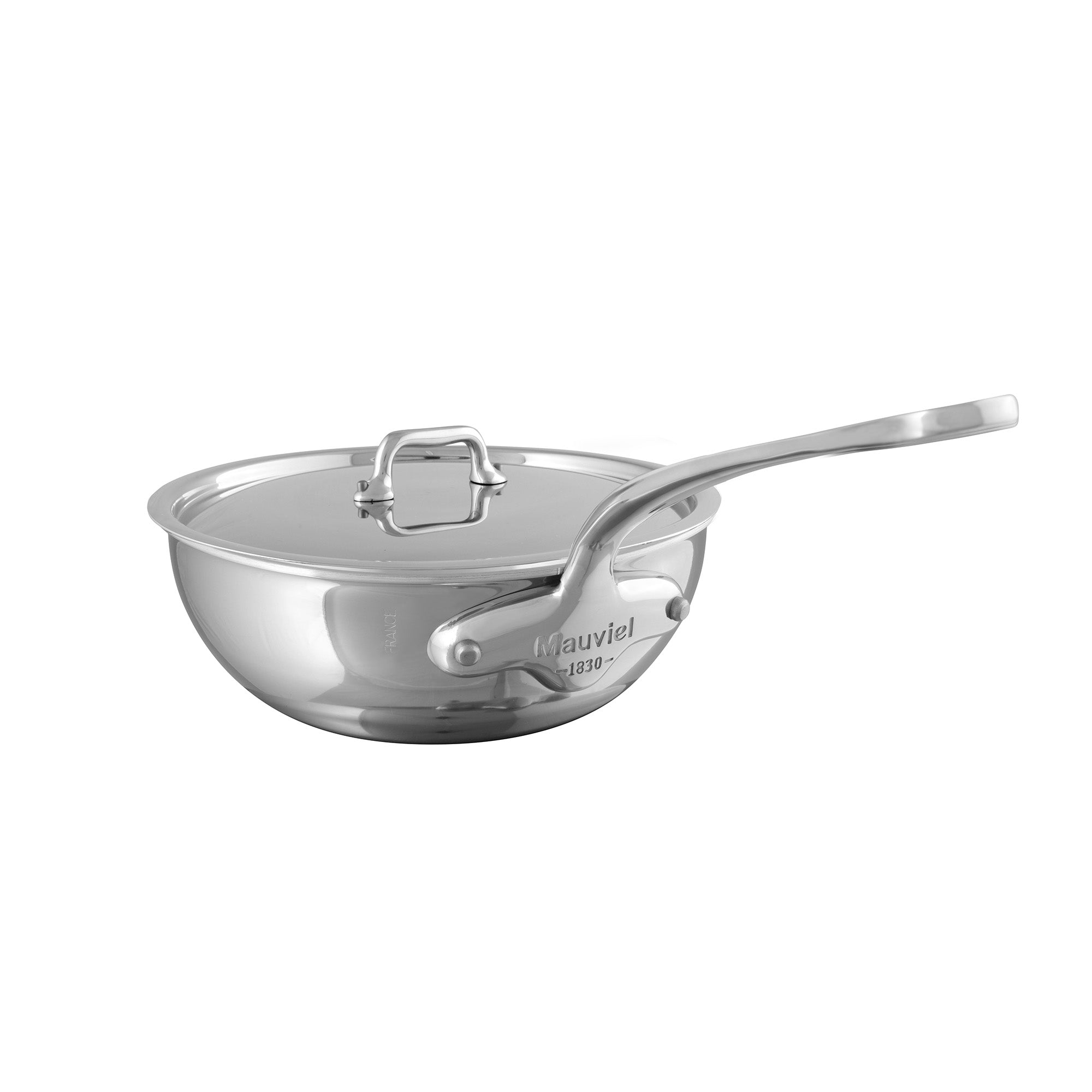 Mauviel M'URBAN 4 Tri-Ply Chef Pan With Lid, Cast Stainless Steel Handle, 2.1-Qt