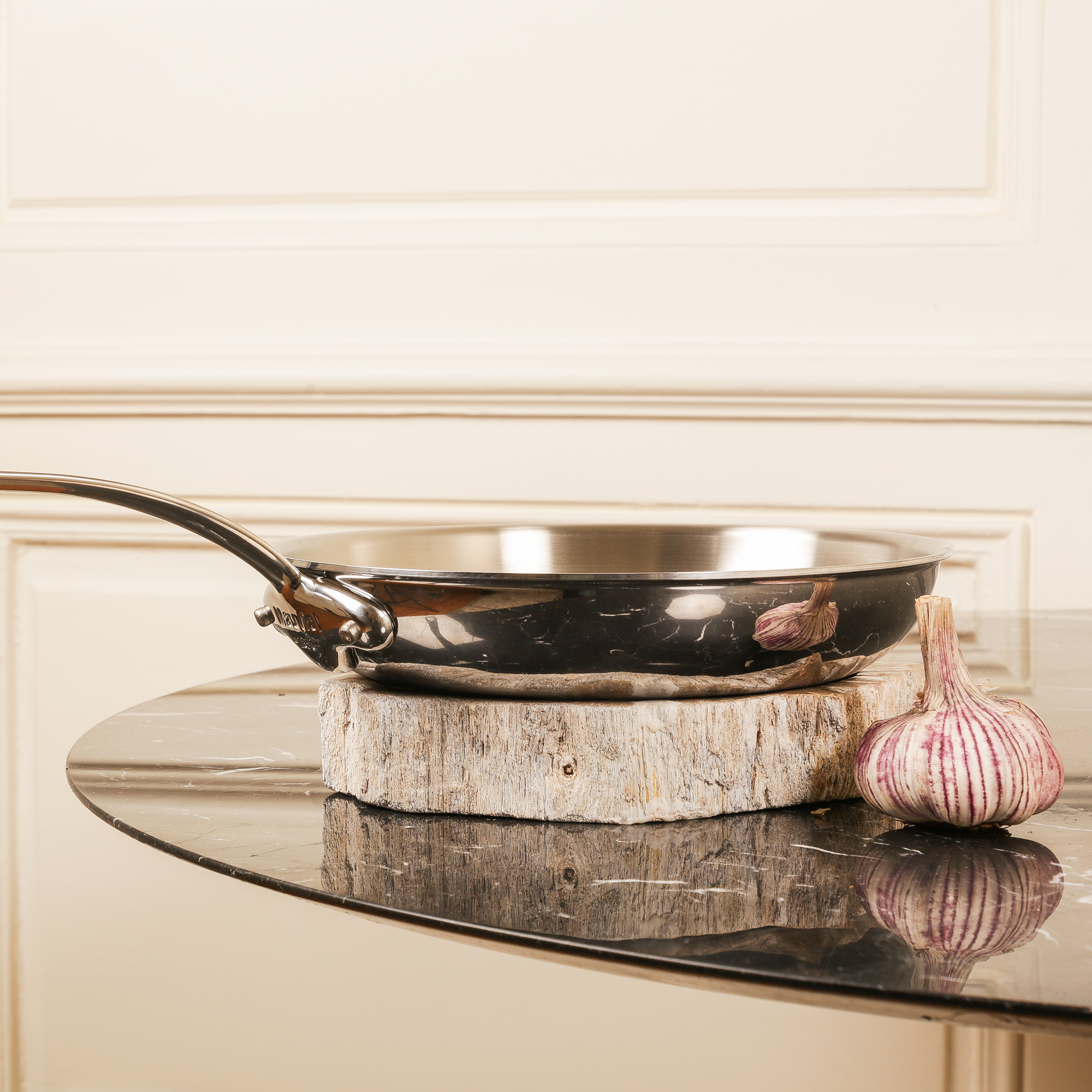 Mauviel M'COOK 5-Ply Frying Pan With Lid, Cast Stainless Steel Handle, 11-In