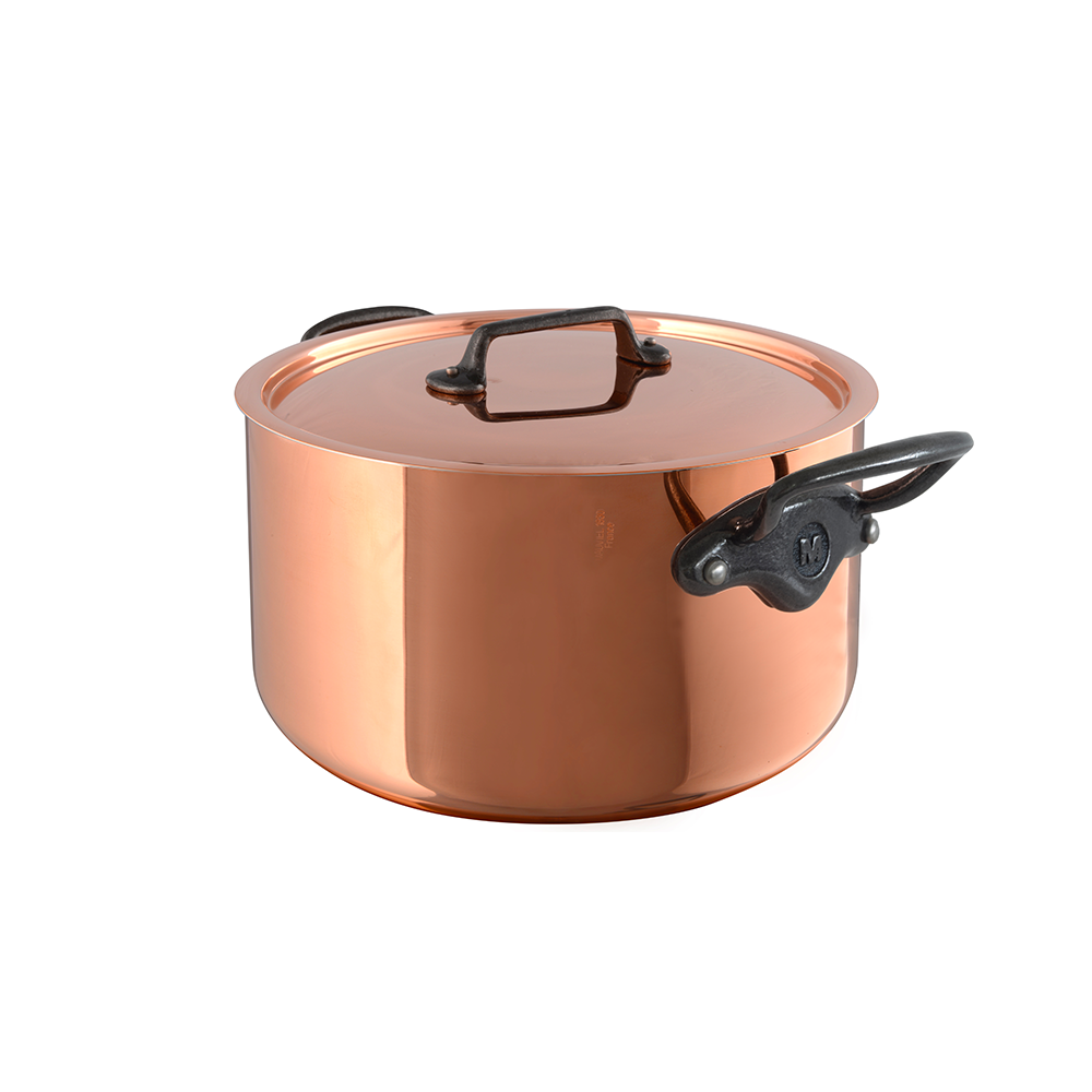 Mauviel M'Heritage M'200 CI Copper Stewpan With Lid, Cast Iron Handles, 6.1-Qt
