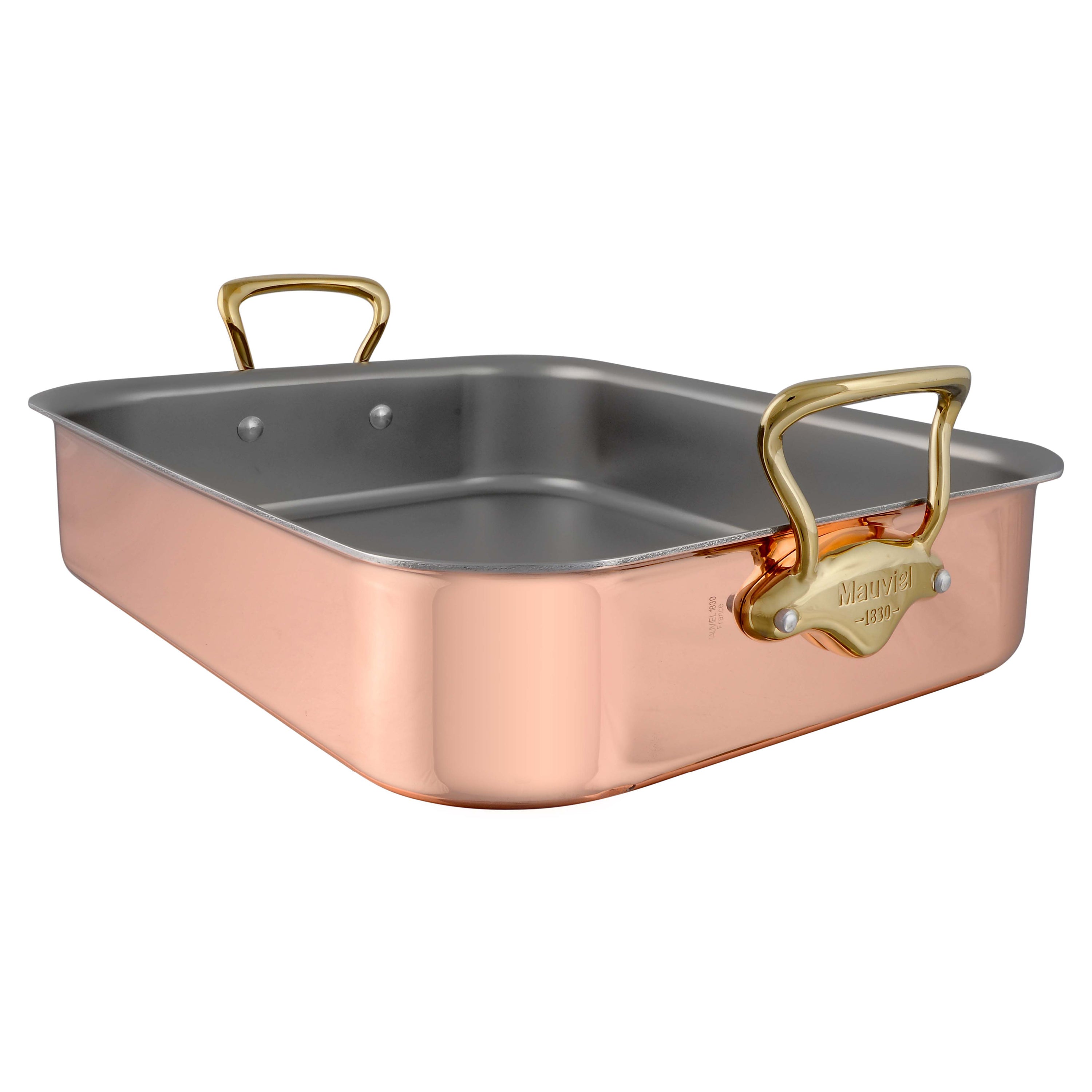 Mauviel Copper Roasting Pan With Brass Handles, 13.7 x 9.8-In