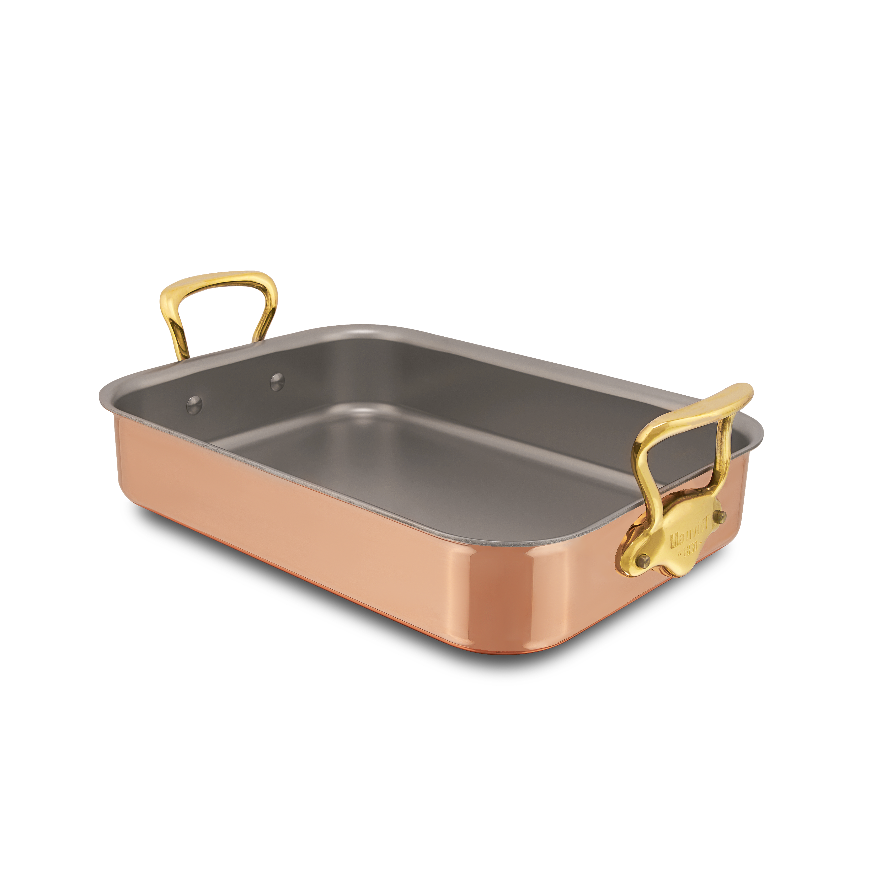 Mauviel Copper Roasting Pan With Brass Handles, 13.7 x 9.8-In