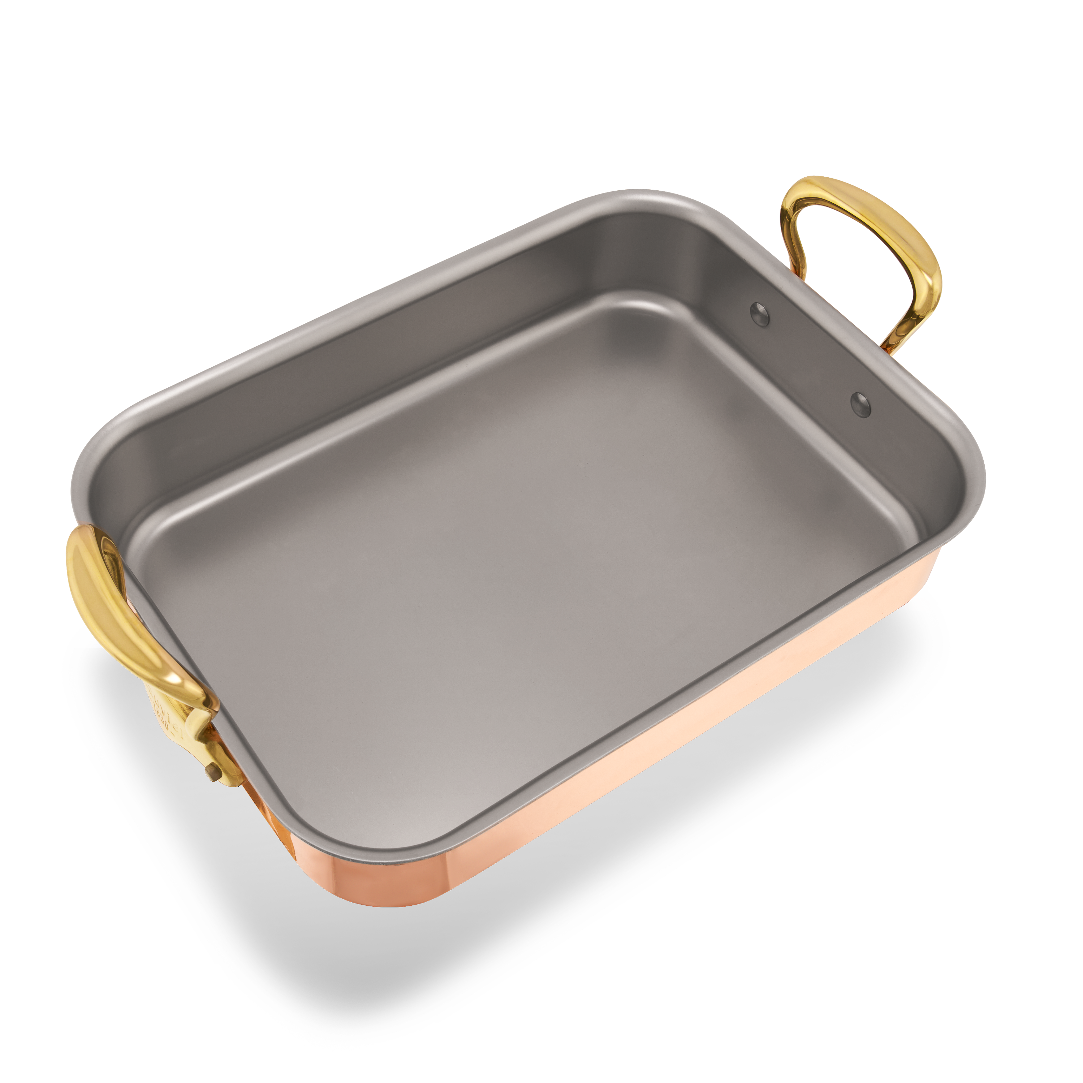 Mauviel Copper Roasting Pan With Brass Handles, 13.7 x 9.8-In