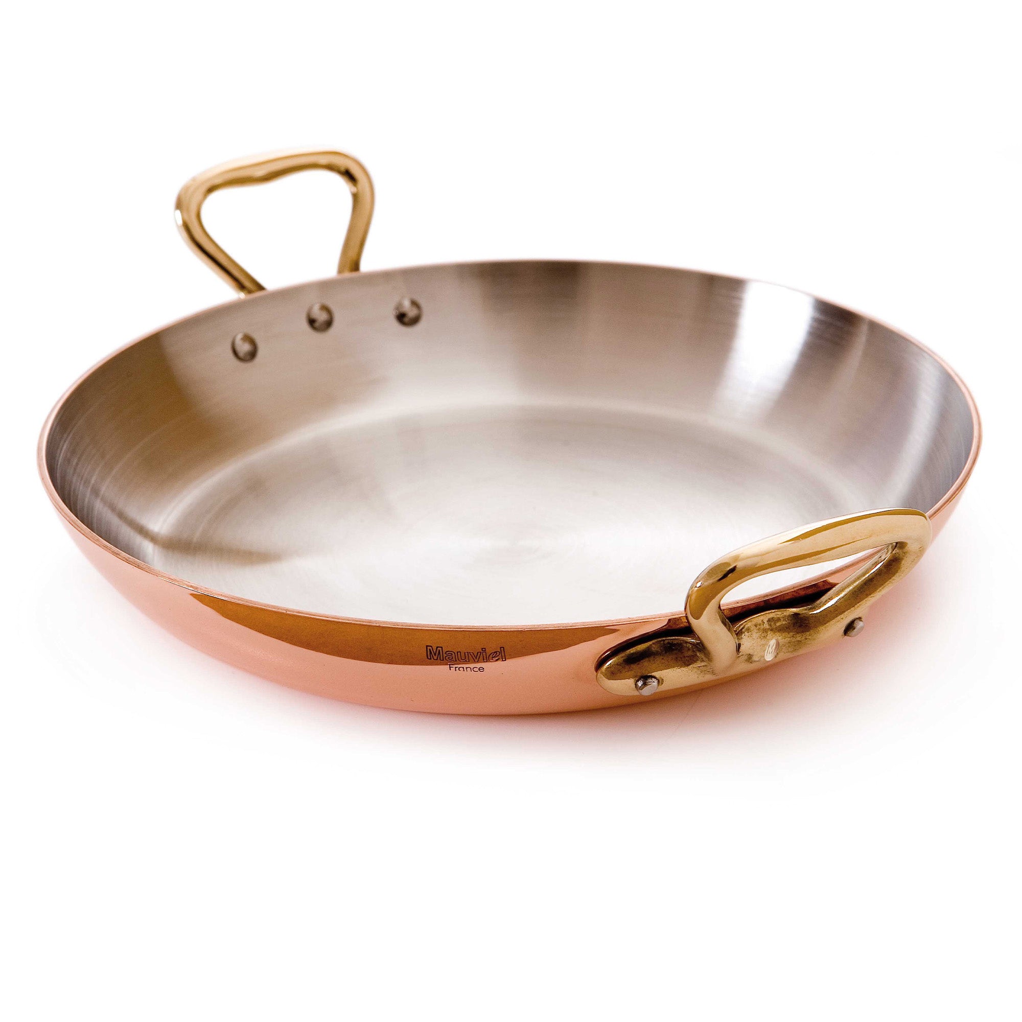 Mauviel M'Heritage M'150 B Copper Round Pan With Brass Handles, 12.6-In