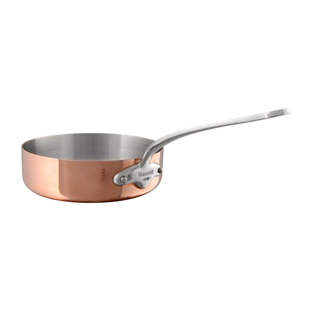 Mauviel M'Heritage M'150 S Copper Saute Pan With Cast Stainless Steel Handle, 1.2-Qt