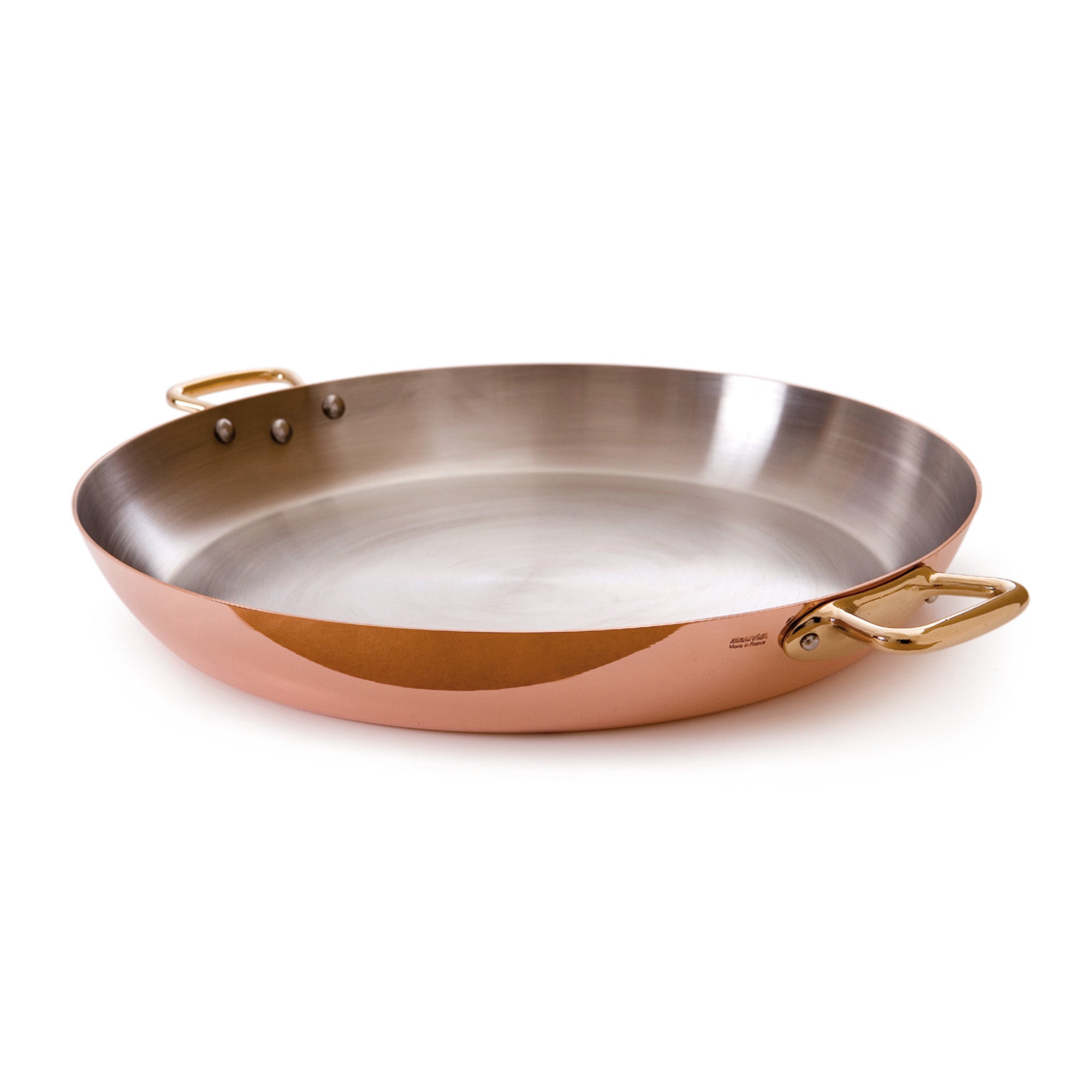 Mauviel M'Heritage M'150 B Copper Paella Pan With Brass Handles, 15.7-In