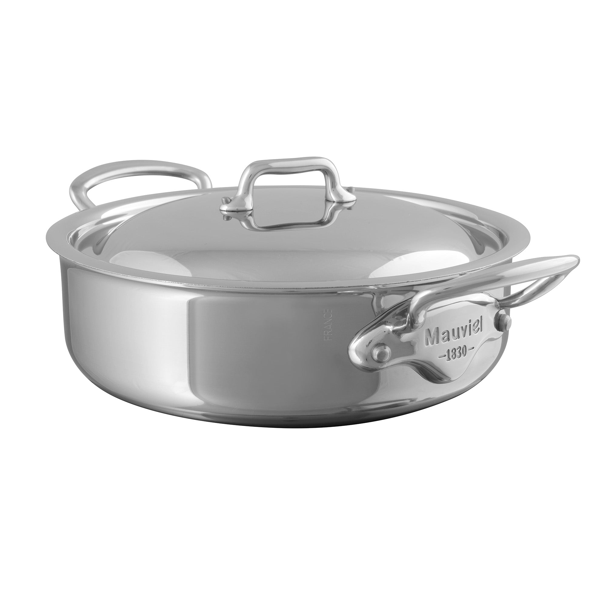 Mauviel M'COOK 5-Ply Rondeau With Lid, Cast Stainless Steel Handle, 1.8-Qt