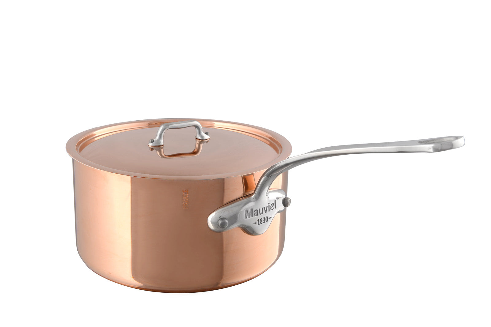 Mauviel M'Heritage M'150 S Copper Sauce Pan With Lid, Cast Stainless Steel Handles, 2.8-Qt