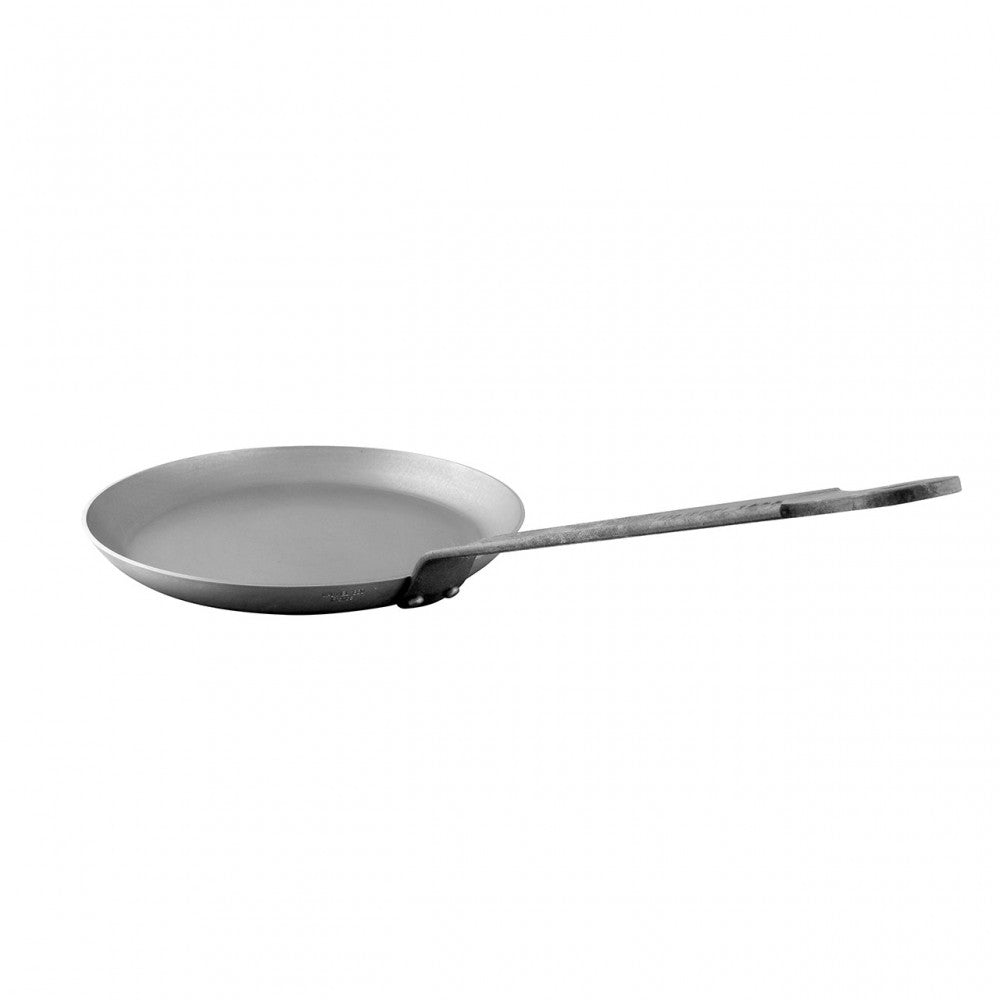 Mauviel M'STEEL Black Carbon Steel Crepe Pan With Iron Handle, 8.6-In
