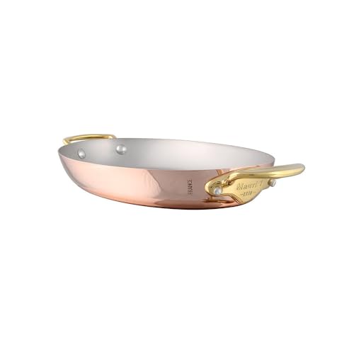 Mauviel M'Heritage M'150 B Copper Oval Gratin Pan With Brass Handles, 9.8-In